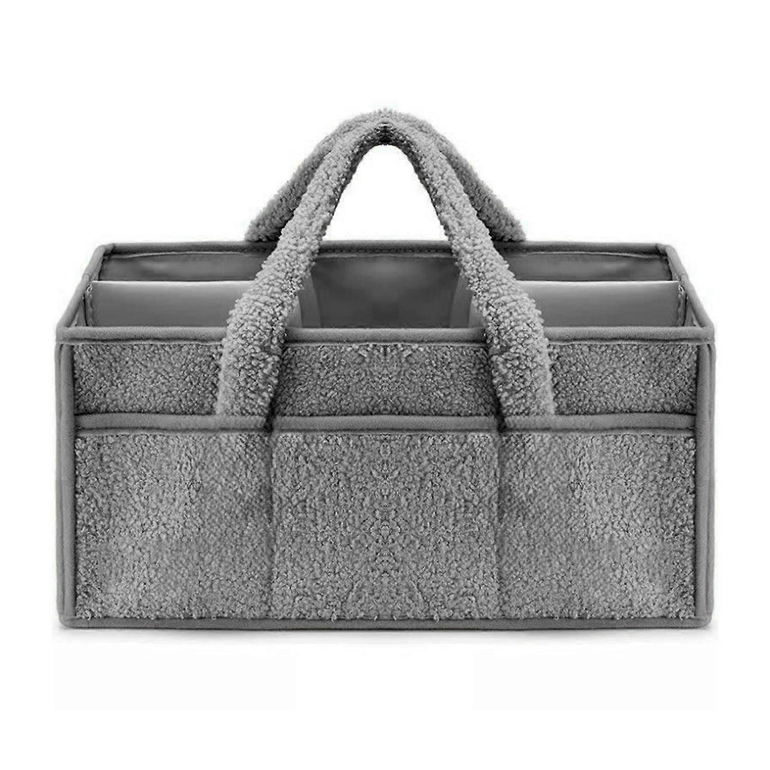 Storage Basket Baby Diaper Caddy Organizer with Handle Large Capacity Multiple Compartments Newborn