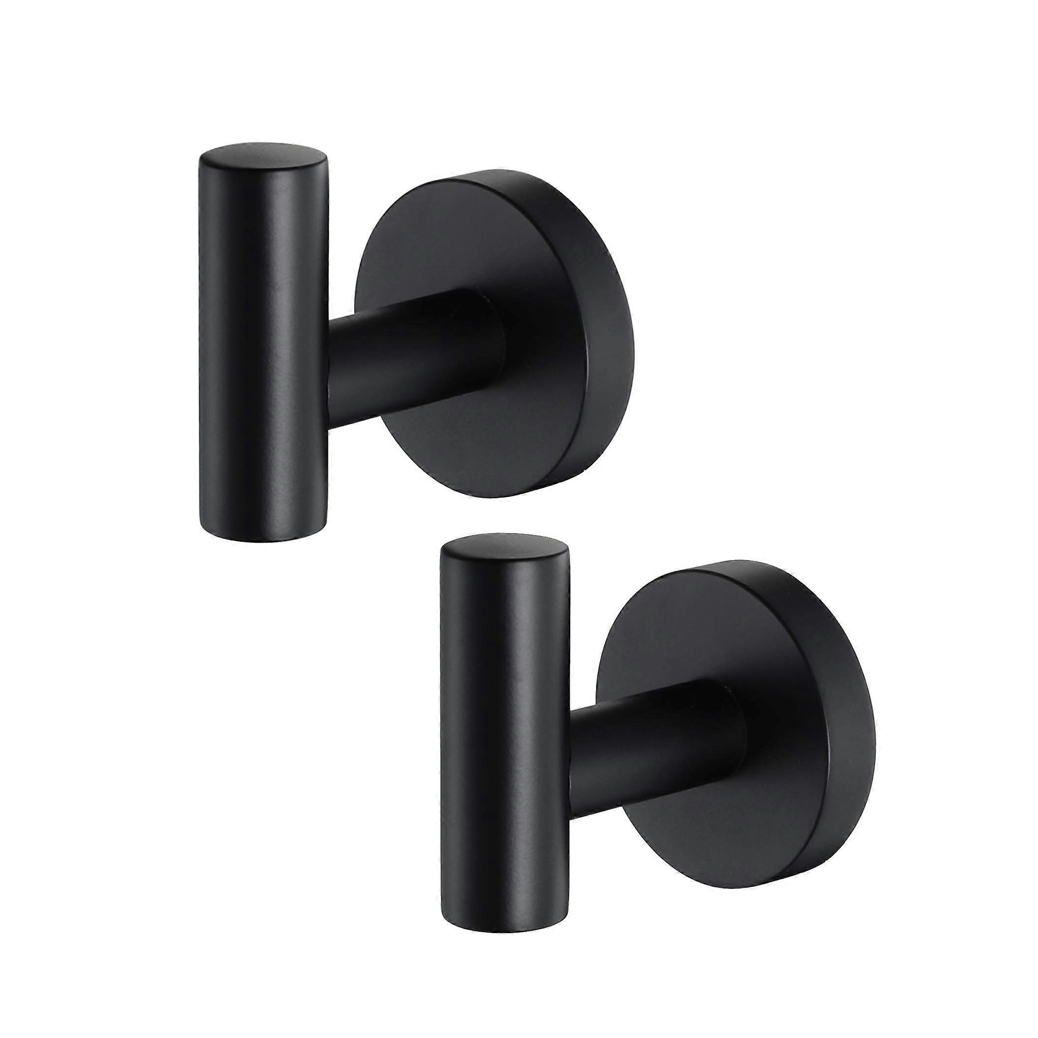 Matte Black Towel Hooks 2-Pack Wall Mounted For Bathroom And Shower