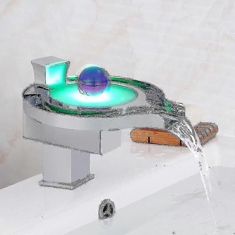 Led Luminous Color Changing Basin Faucet Bathroom Cabinet With Light Basin Faucet Hot And Cold Mixed Water Mill Faucet