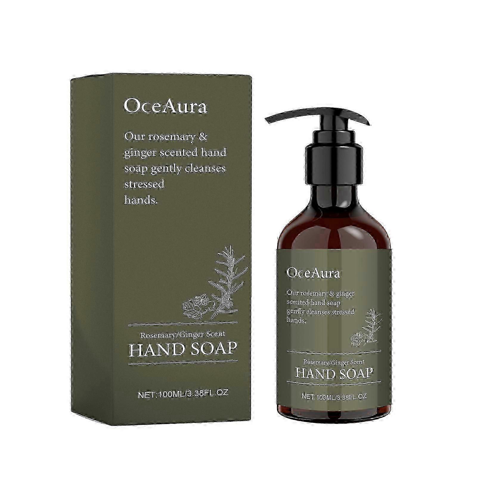 Rosemary &; Ginger Hand Soap, Ενυδατικό Υγρό Σαπούνι Χεριών με άρωμα Rosemary Ginger, για Απαλά και Καθαρά Χέρια, Χωρίς Parabens &; Σιλικόνη