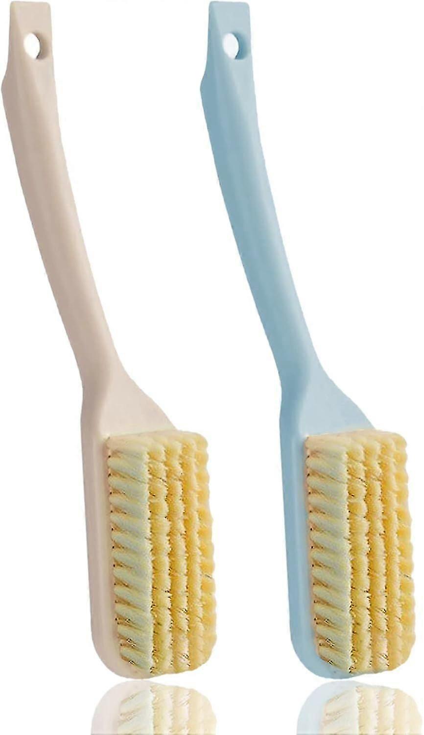 2PCS Long Handle Shoe Brush Plastic Shoe Brush Multi-Function Cleaning Brush for Cleaning Shoes for Boots Shoes Yellow+Blue