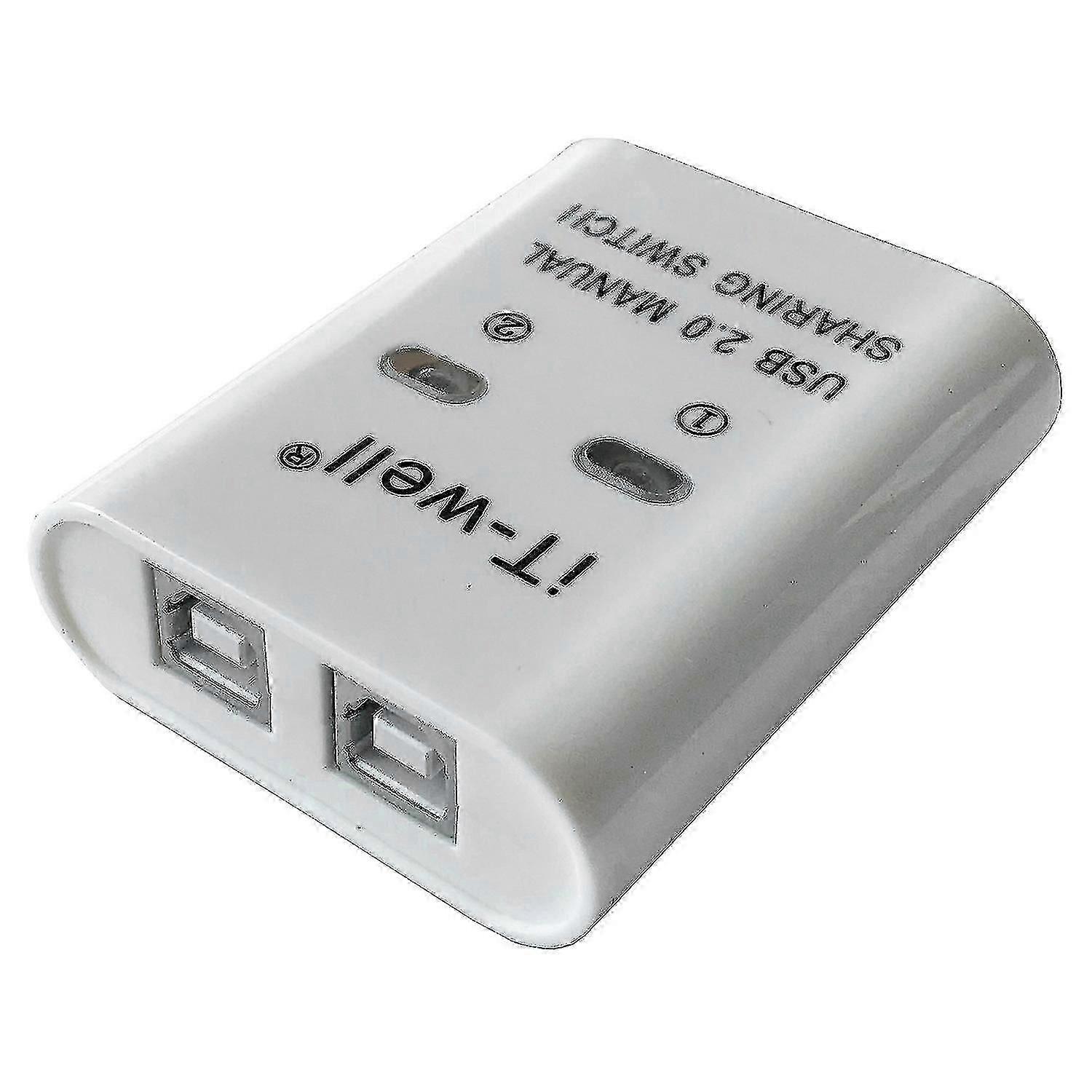 Dispozitiv de partajare a imprimantei USB IT-Well, dispozitiv de partajare a imprimantei 2 în 1, comutare manuală kvm cu 2 porturi