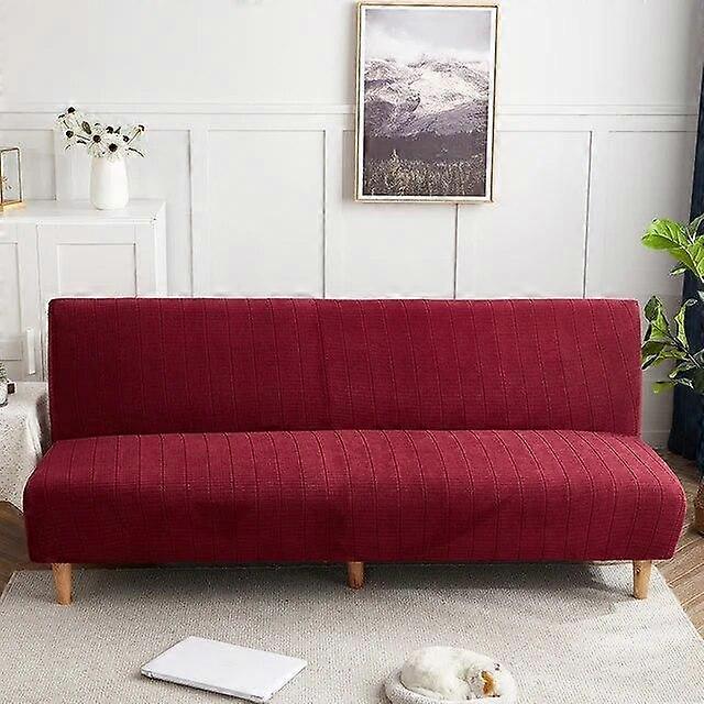 Jacquard Armless Sofa Cover Futon Slipcover Stretch Folding Sofa Bed Non-Armrest Couch Furniture Protector Washable S M L size