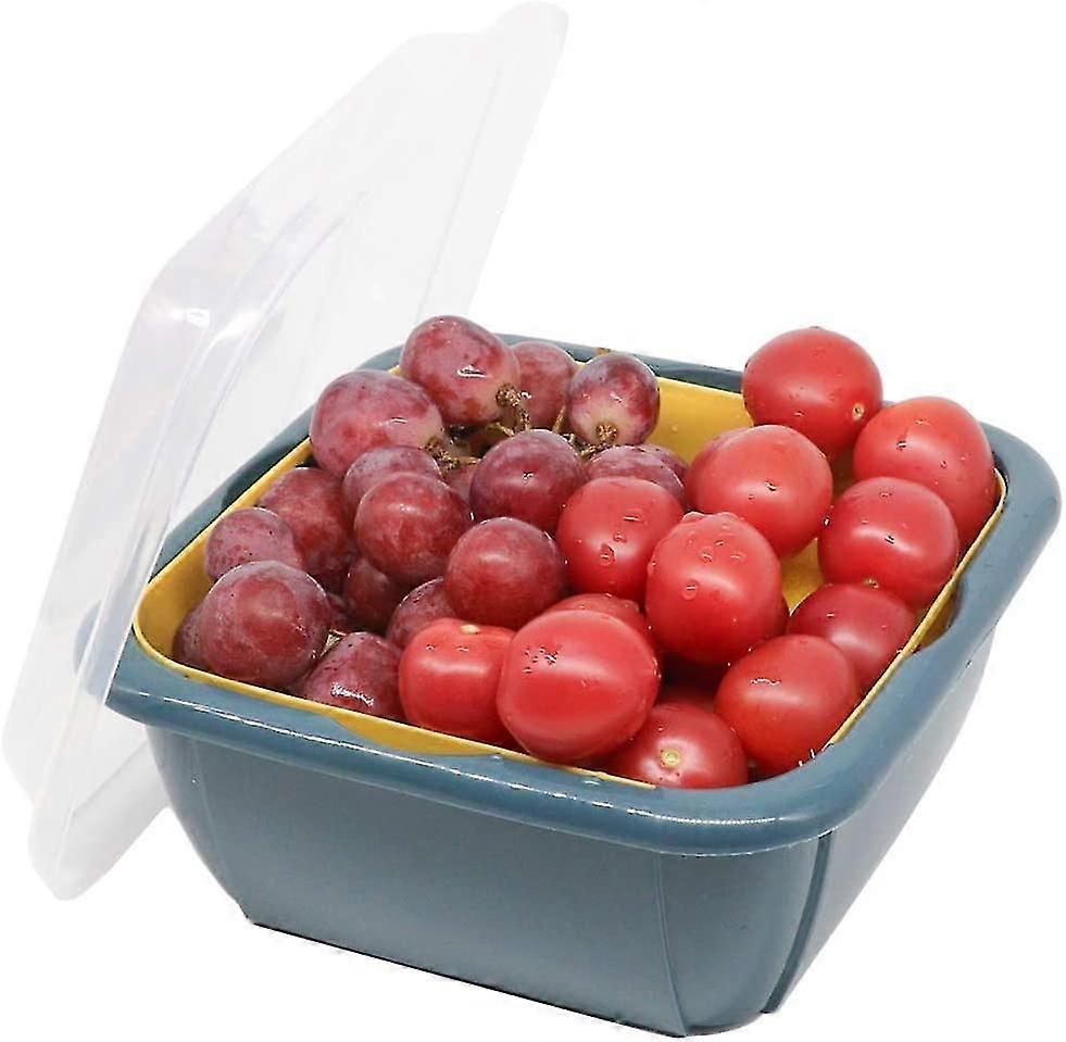 3 In 1 Kitchen Colander Strainer Bowl Set With Lid, Household Double-layer Drain Basket