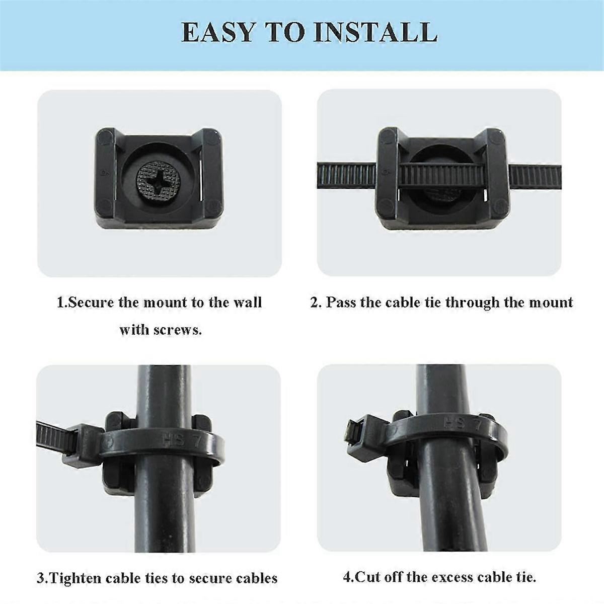 HSaddle Type Cable Zip Tie Mounts Base Kit with Screw Hole