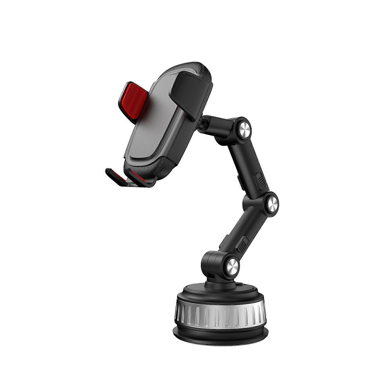 Portable Car Phone Holder Air Socket Mount Clip Clamp Adjustable Mobile Stand Bracket GPS Stretch Support 360°-Rotation Red