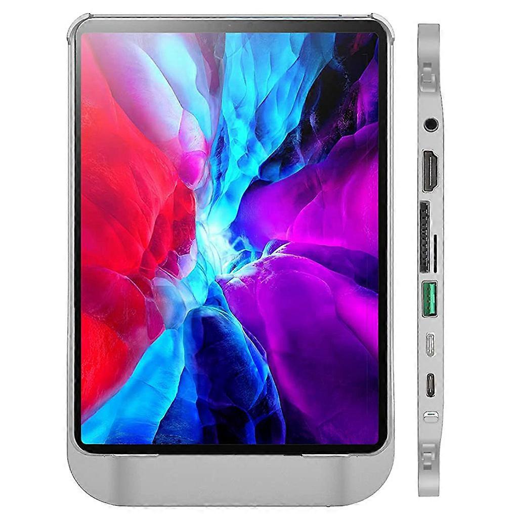 Magnetic Cover for Case for i Pad Pro/Air Protective for Shell +USB3.0 Docking Station USB3.0 HDMI-compatible 7in1 Hub 1 Silver