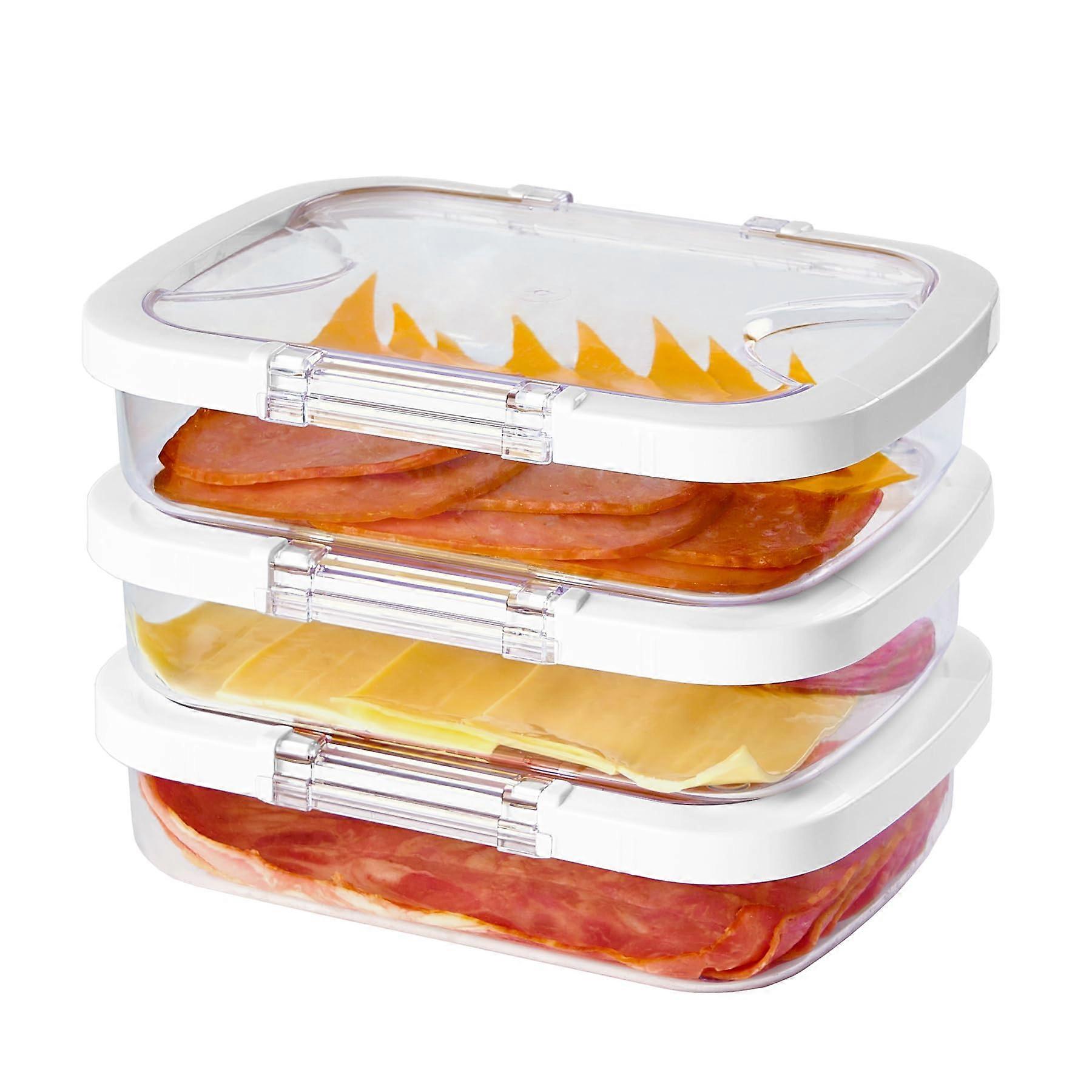 Airtight Deli Meat Container - 3 Pack Fridge Storage for Cold Cuts, BPA-Free Plastic, Leak-Proof Design, Large Size