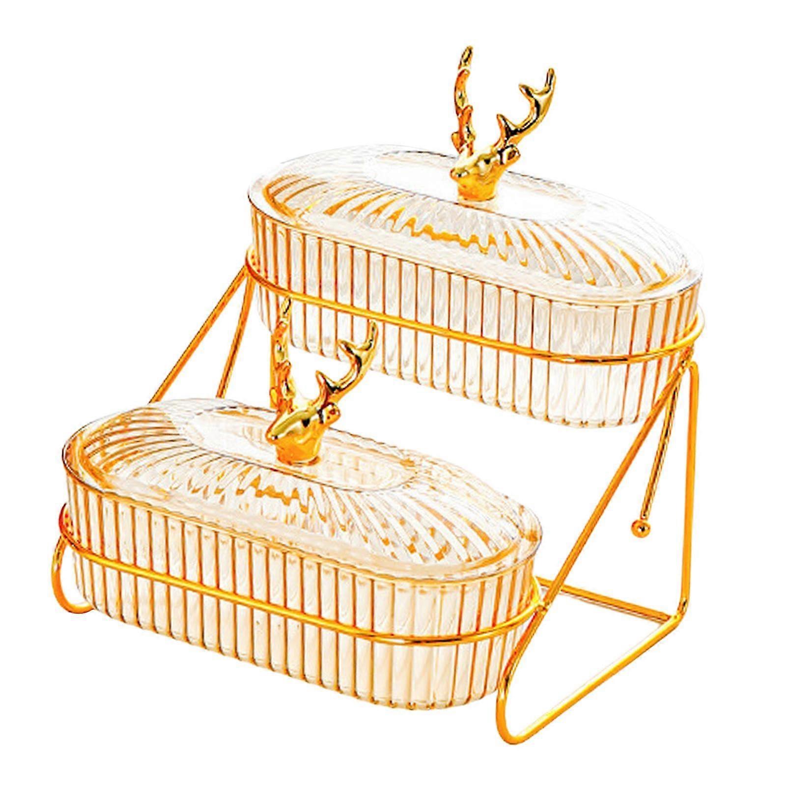 Nordic Stylish Dried Fruit Plate Serving Tray for Party Family 2 Layer