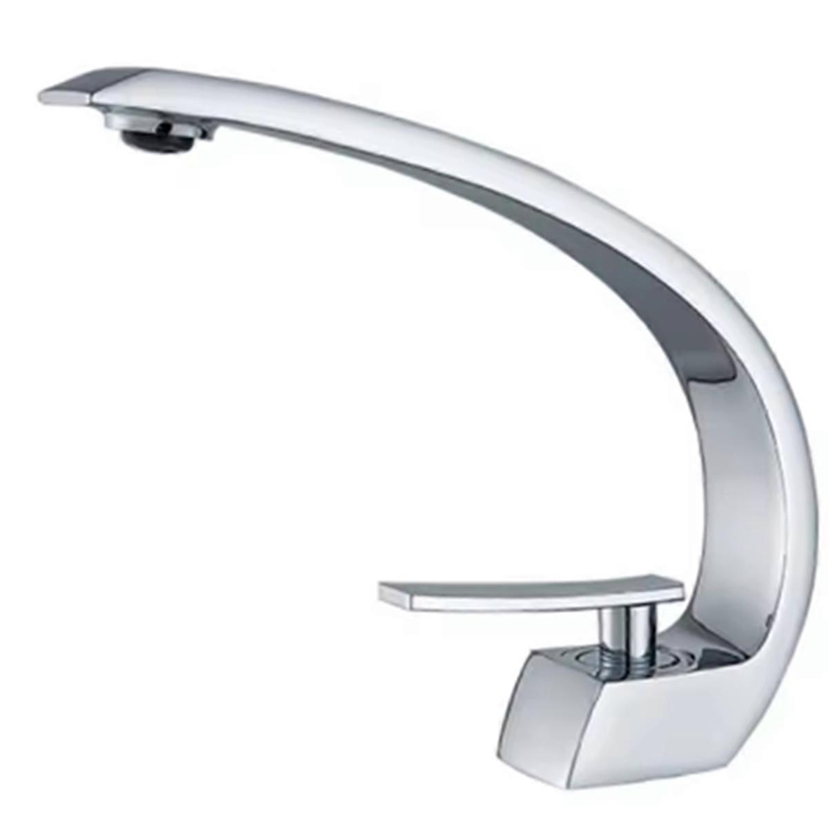 Brass Bathroom Faucet Basin Sink Faucet Single Handle Cold and Hot Mixer Taps Beautiful Curve Desig