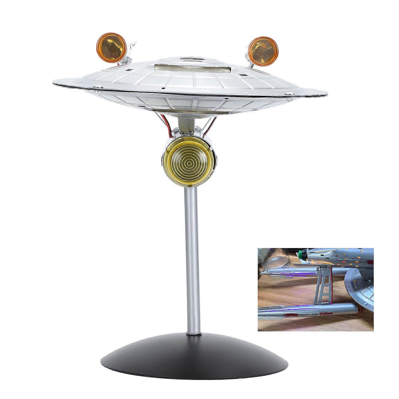 LED Spaceship Model Realistic Lifelike 1/1000 Spaceship Model Display Ornament with LED Lights for Home Bedroom Office Purple Light