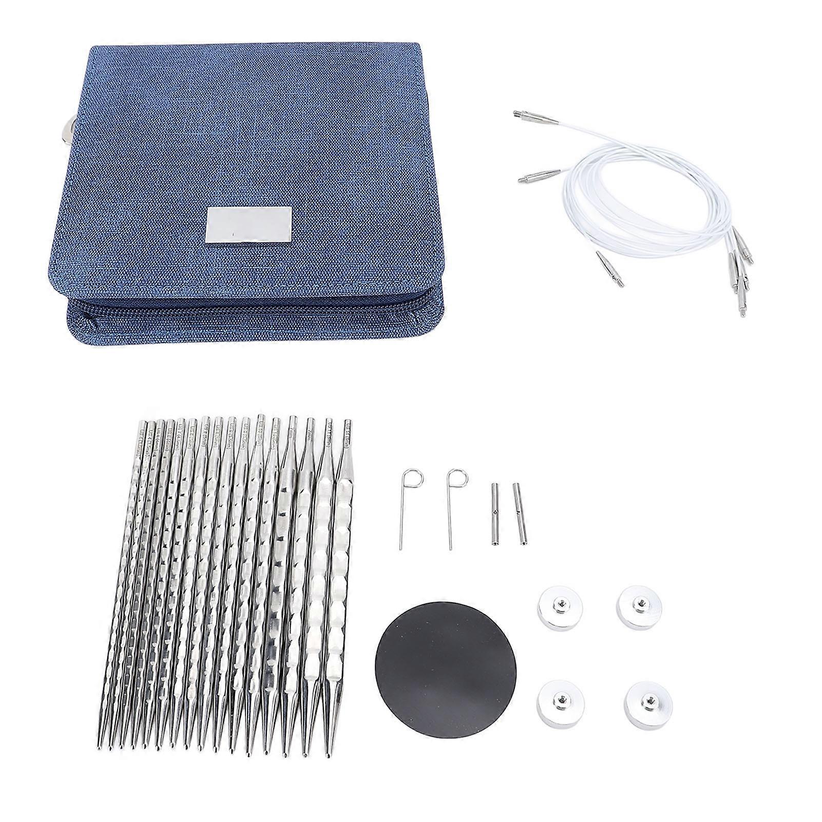 8 Pairs Circular Knitting Needle Set Interchangeable for Beginners with Case Stainless Steel Weaving Tool 3.5-8.0mm