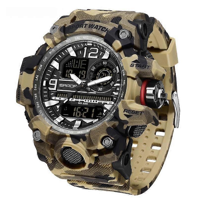 SANDA 3359 Kamouflage Elektronisk Klocka Gul Svart