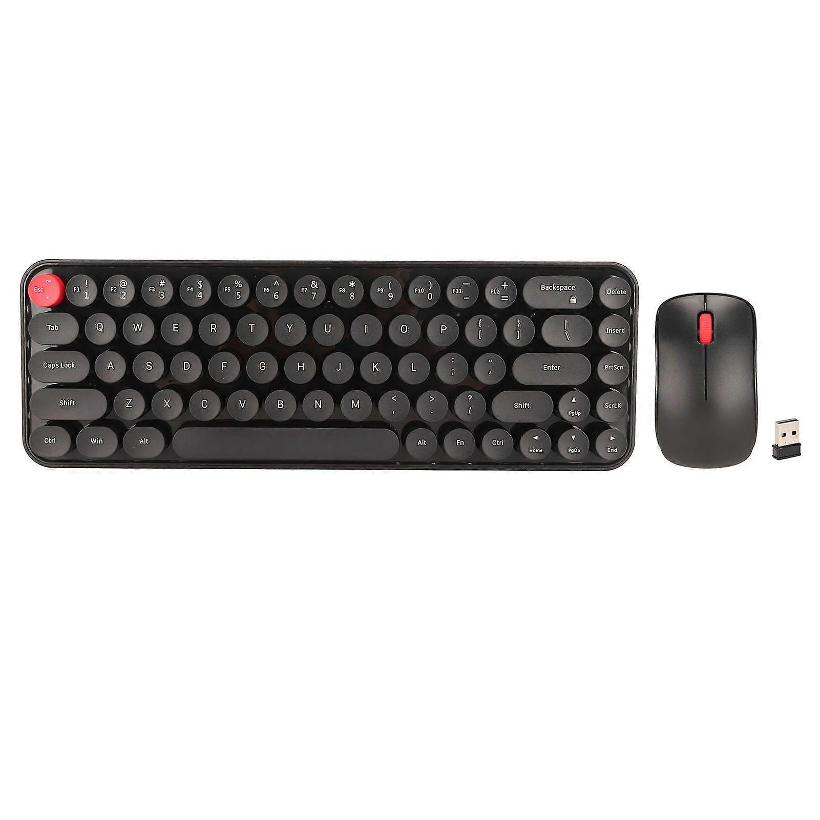 SQCLV Typewriter Keyboard and Mouse Combo 68 Keys 2.4GHz Stable Transmission Battery Powered Retro Typewriter Keyboard for Windows