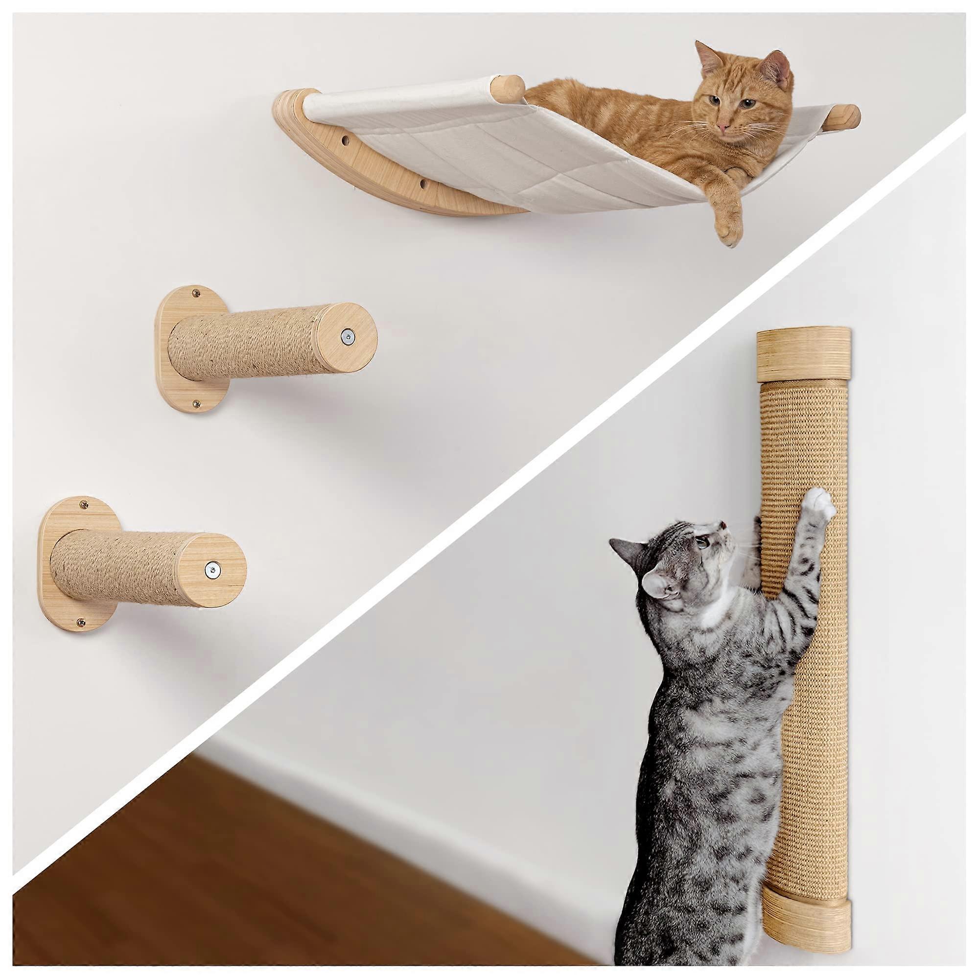 Cat Hammock Wall Mounted Cat Shelf with Two Steps Wall Mounted Cat Scratching Post