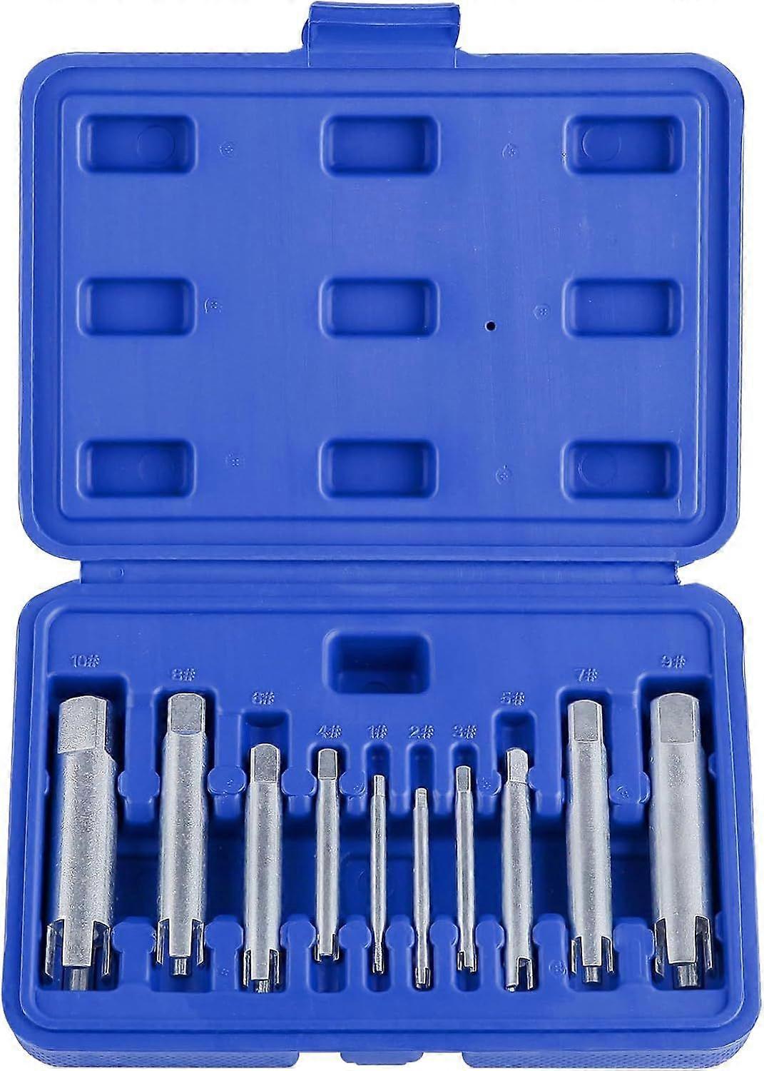 10 Pcs Tap Extractor Set, 3/4 Flute Broken Head Screw Remover Stripped Tap Extractor Set, CR-MO Steel Broken Tap Extractor