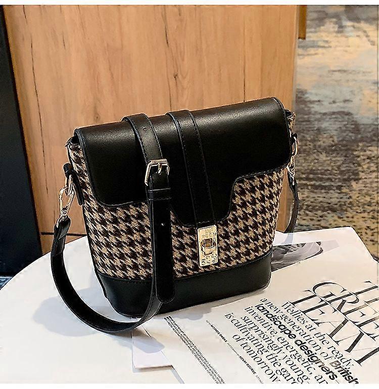 SCSYV Borsa a Mano Donna a Tripla Sezione - Borsa a Tracolla A-Cross in Vera Pelle con 8 Tasche - Tracolla Singola Regolabile - Borse a Mano-Nero