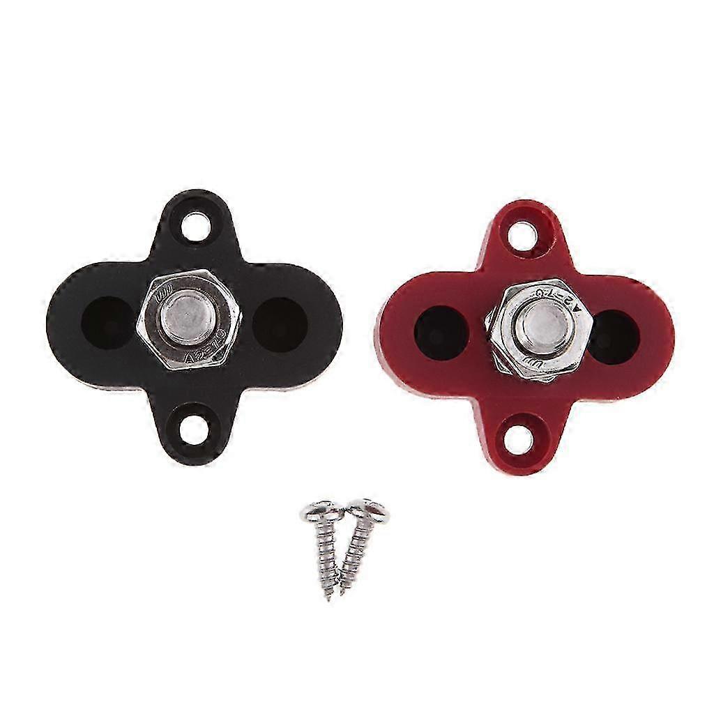 Red +Black Junction Block Insulated Terminal Stud 5/16" Ring