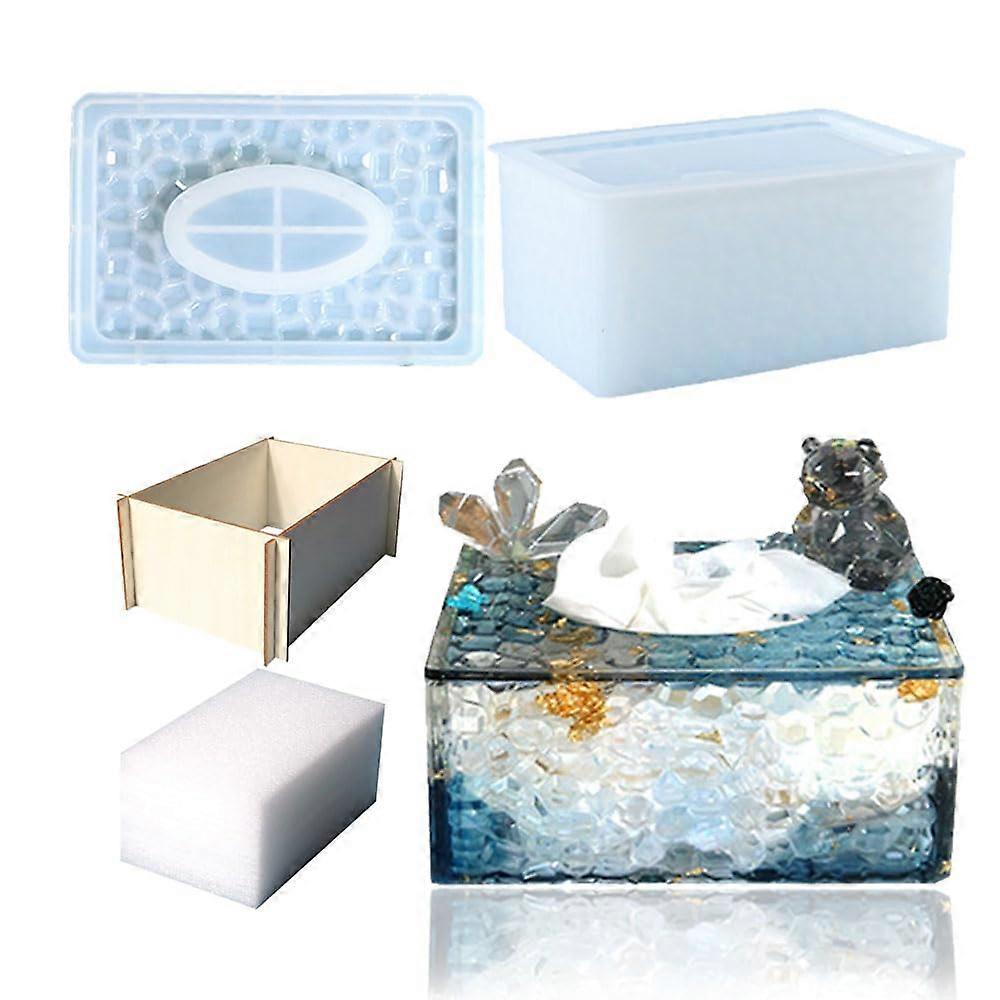 Diamond Pattern Resin Tissue Box Holder Mold for Epoxy Resin Casting