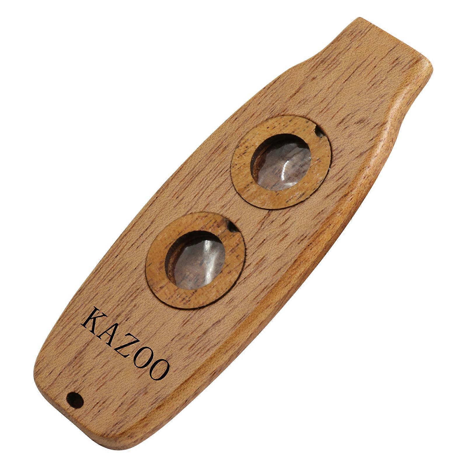 Wooden Double Membrane Kazoo Accompaniment Instrument Double Hole Kazoo Portable Musical Instrument for Beginner