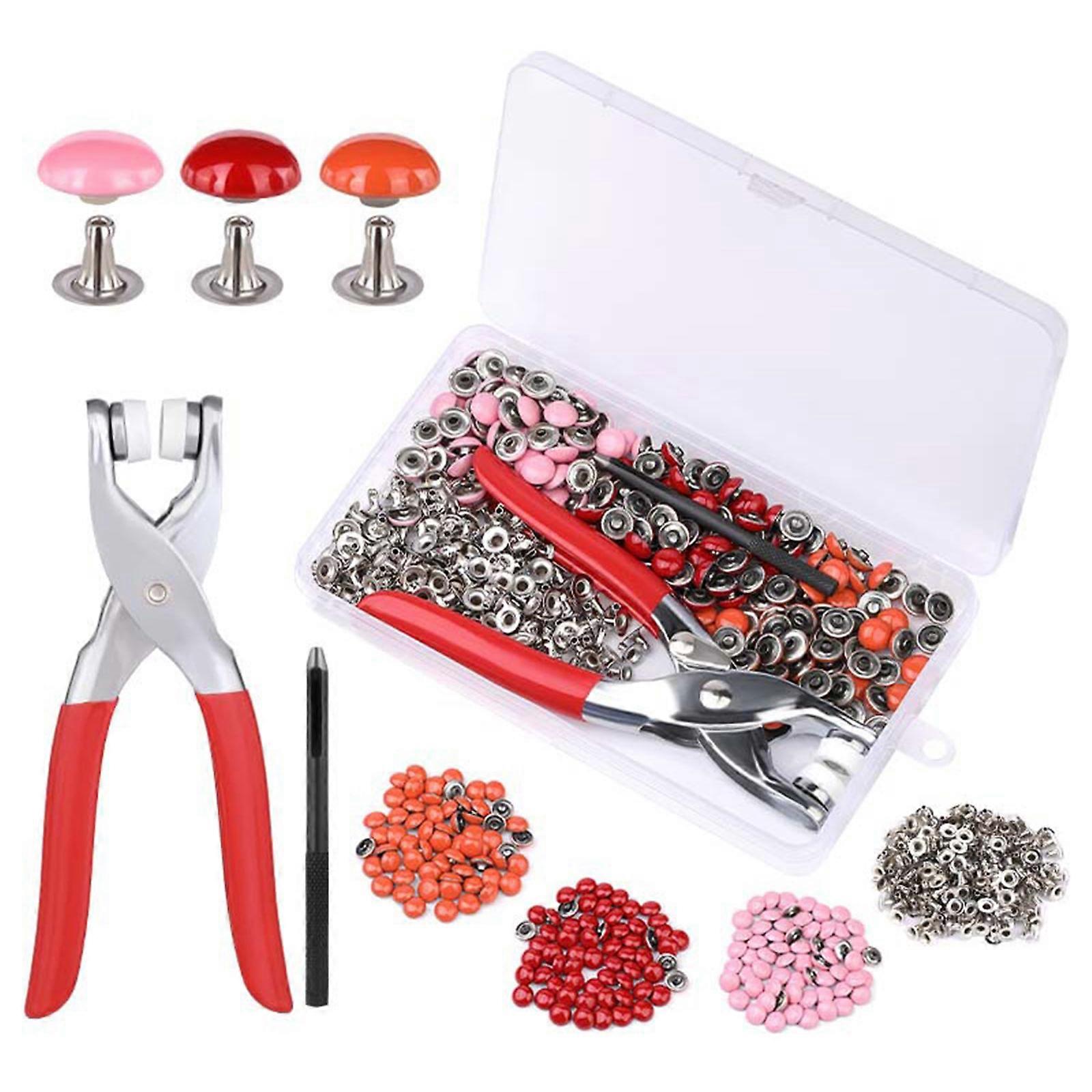 1 Set Leather Rivets Kits Multi-Color Caps Leather Rivets with Fixing Tool Leathercraft Rivets Metal Studs for Craft