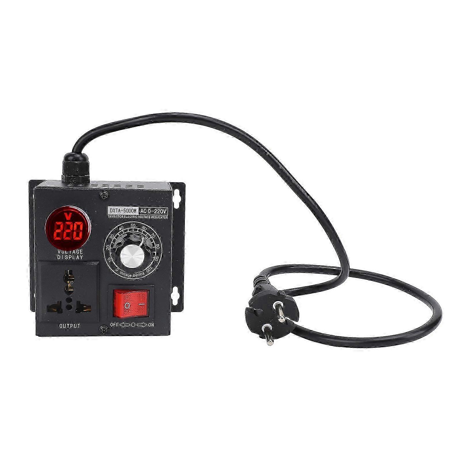 Electronic Voltage Regulator 5000W Thyristor LED Digital Display Stepless Variable Speed Controller for Motor Fan EU Plug 220V Input 10220V Output