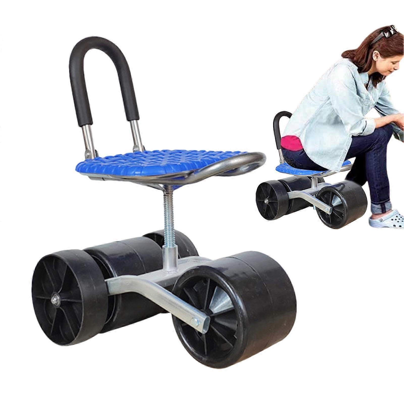 Rotating Garden Seat 360 Degree Rotating Trolley with Adjustable Seat