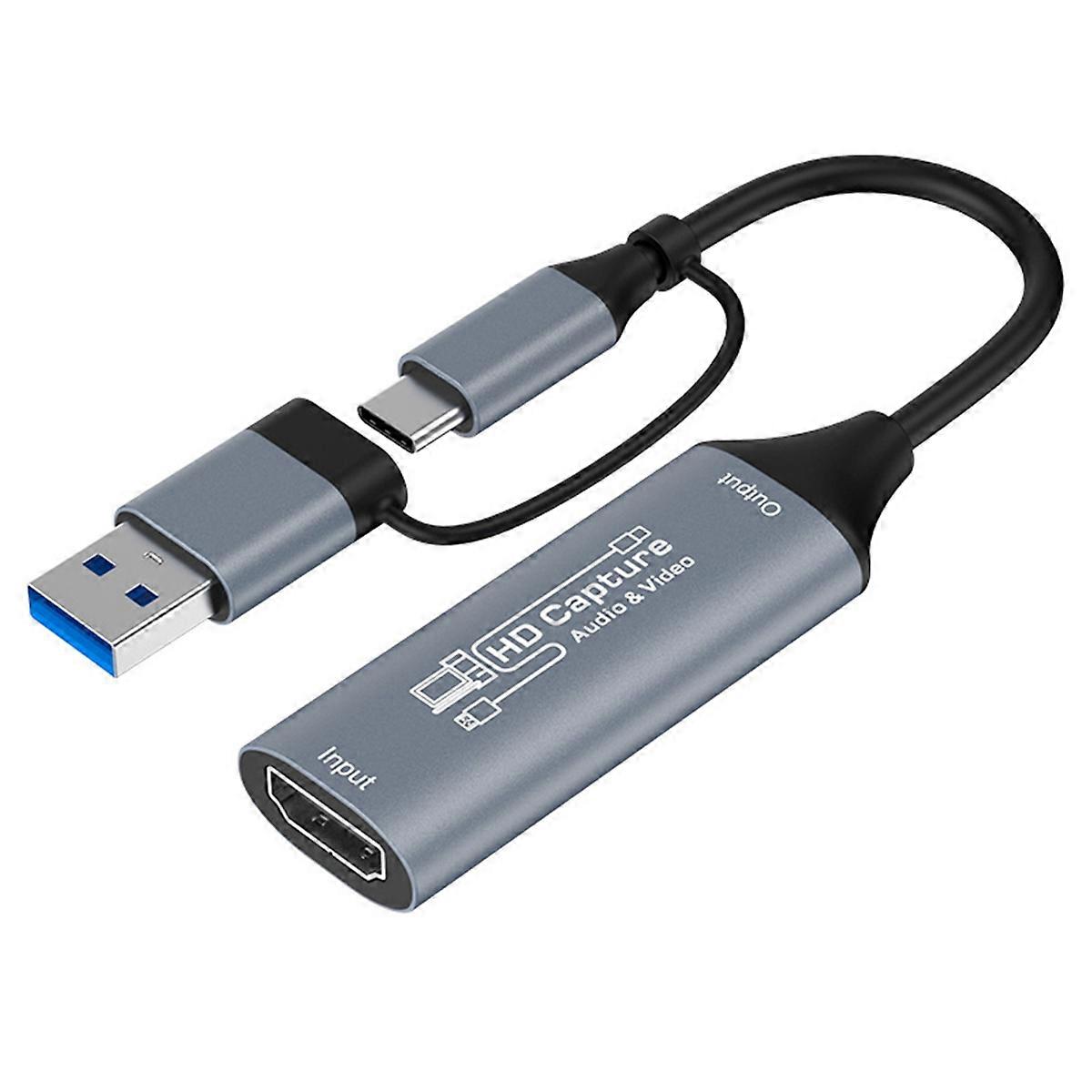 2 in 1 USB 3.0 Video Capture Card 4K -Compatible to USB 2.0 Type-C Game Grabber Record for Switch /