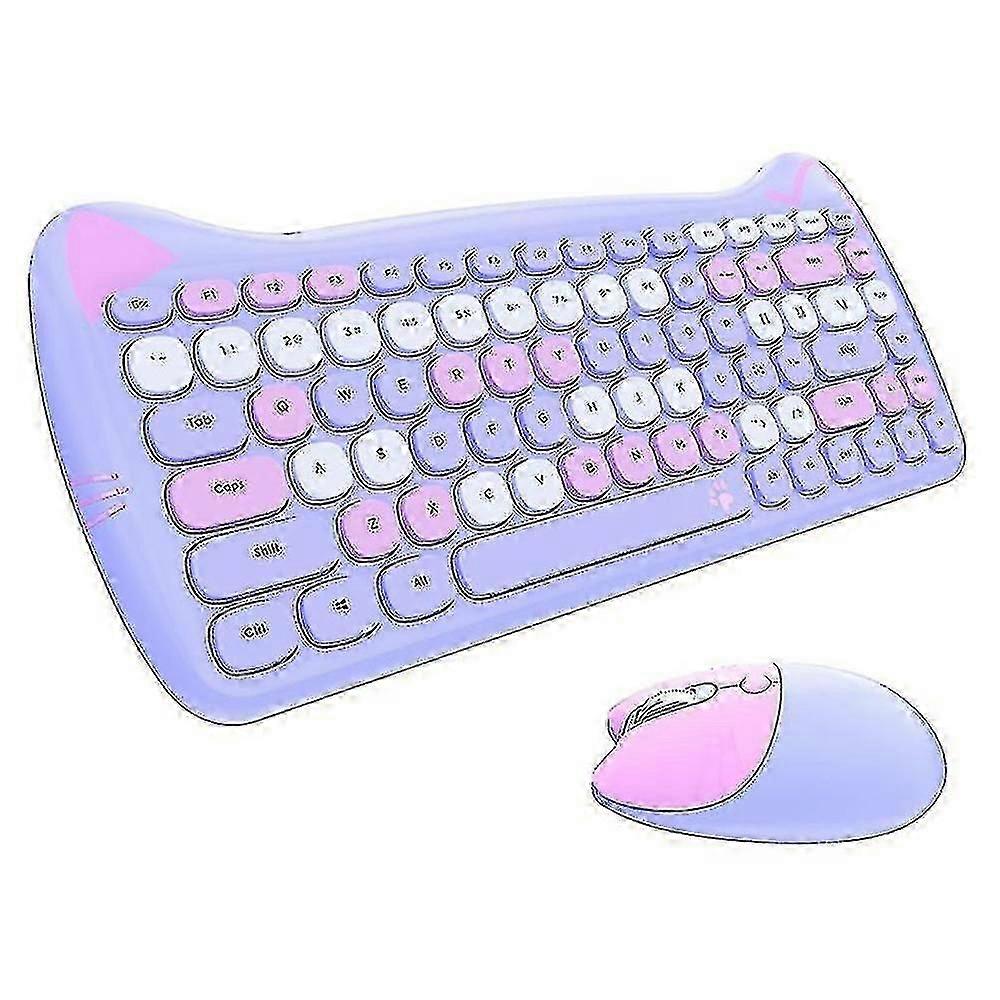 Cute Cat Wireless Mechanical Keyboard Mouse Sets