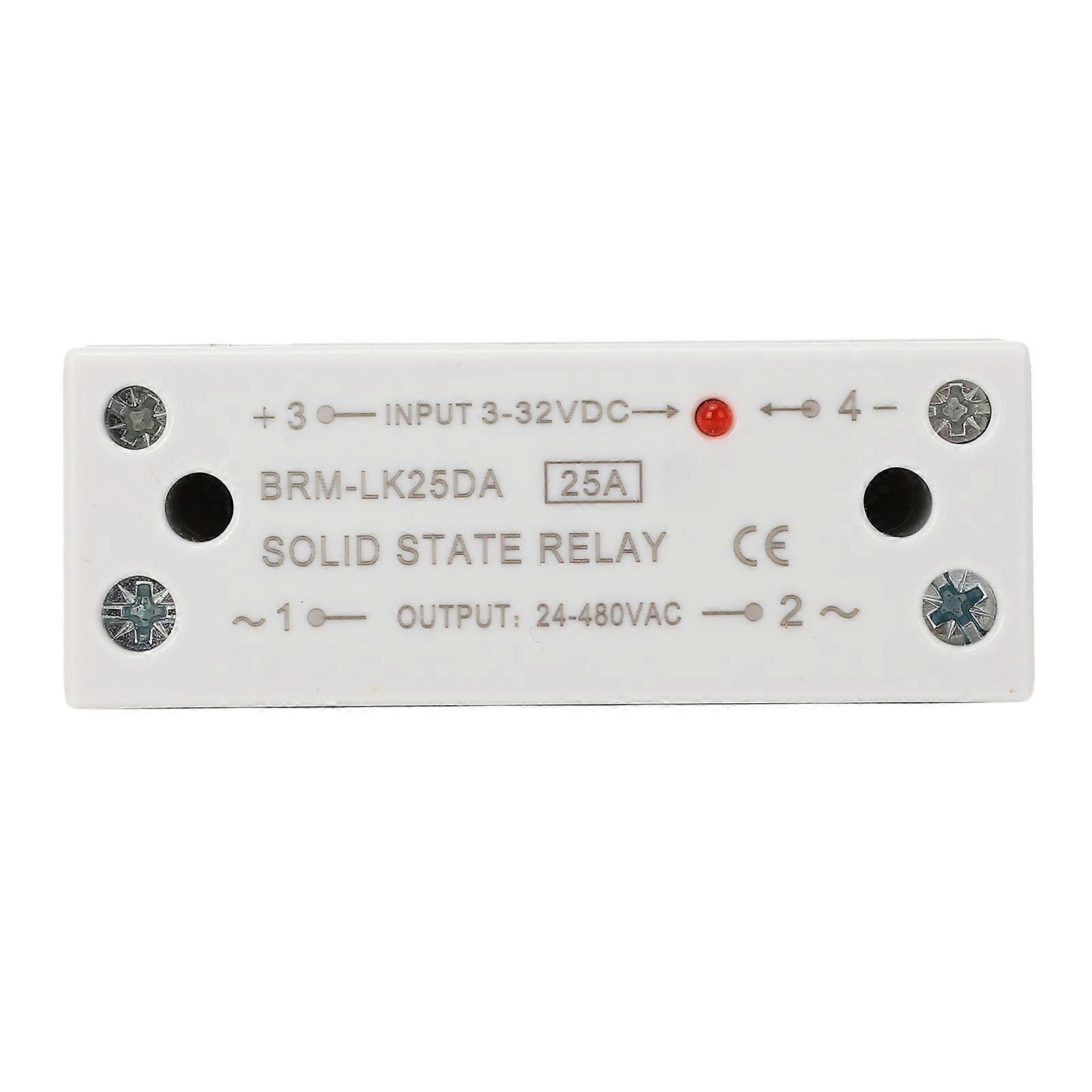 DC to AC 25A Single Phase SSR Module High Sensitivity Low Noise Solid State Relay with Heat Sink Input 3‑32VDC Output 24‑480VAC 