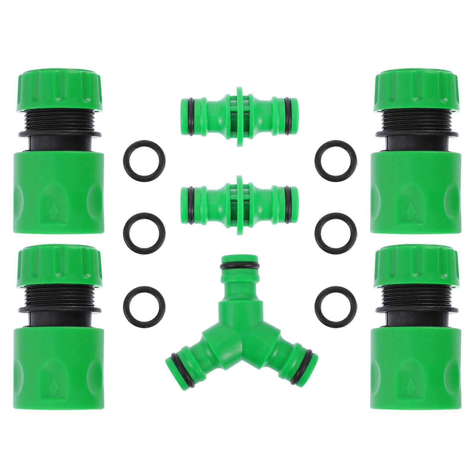 Green Plastic Garden Hose Connector for Water Splitting and Easy Installation 7 Pieces