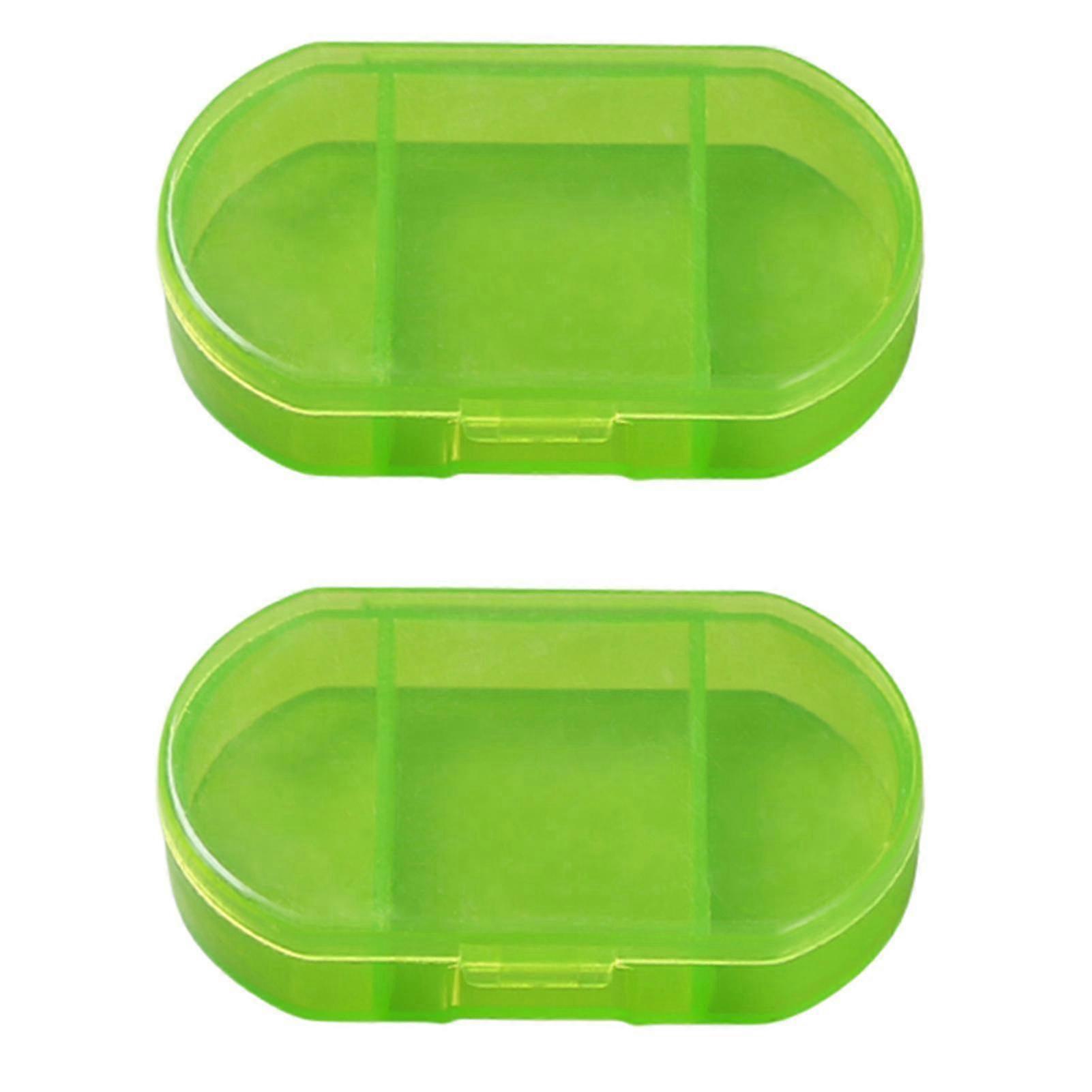 2pcs Transparent Dustproof Pill Box with Compartments, Portable & Lightproof