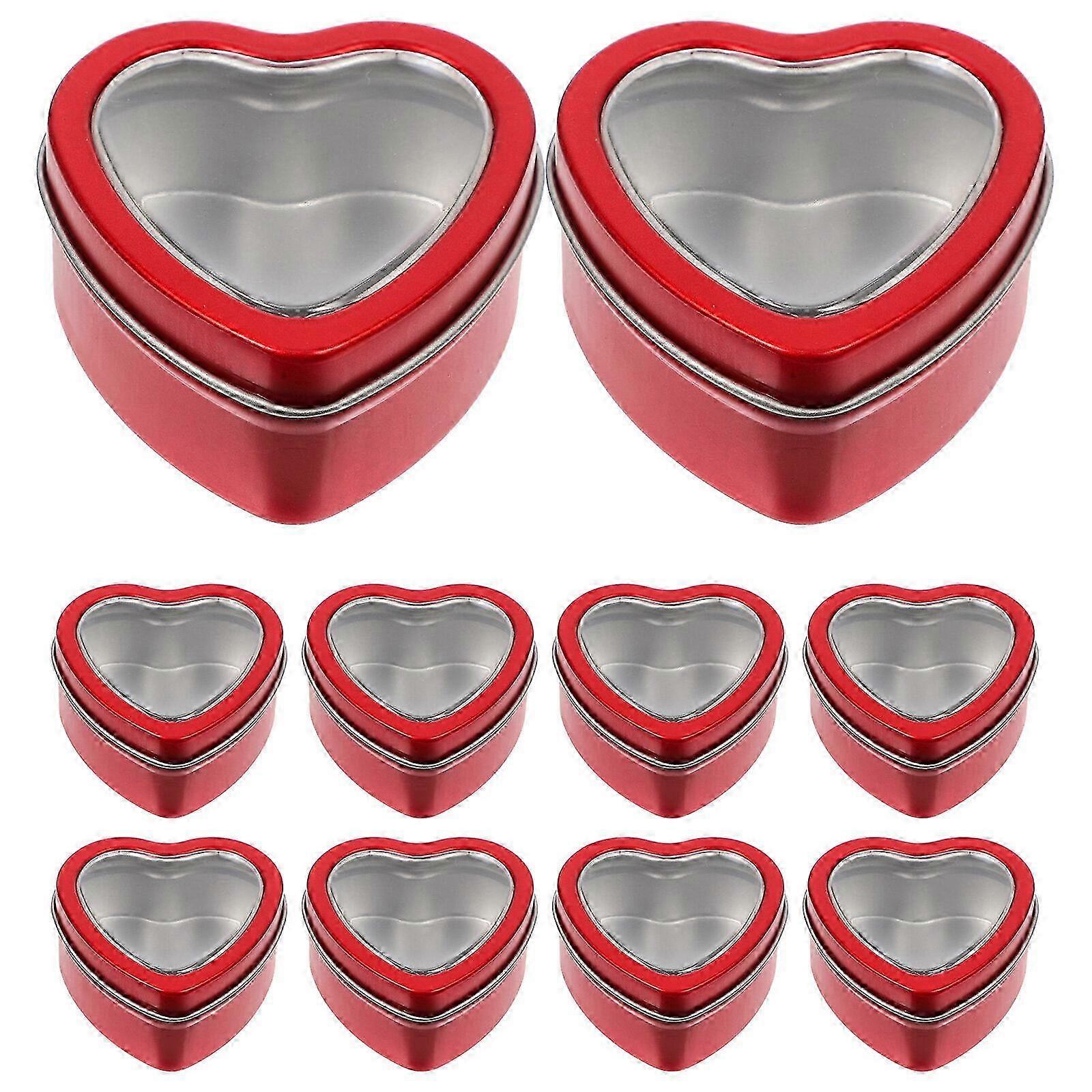 10 قطع علب شوكولاتة عيد الحب ، 6X5.9 سم حاويات تغليف ملفات تعريف الارتباط الحمراء