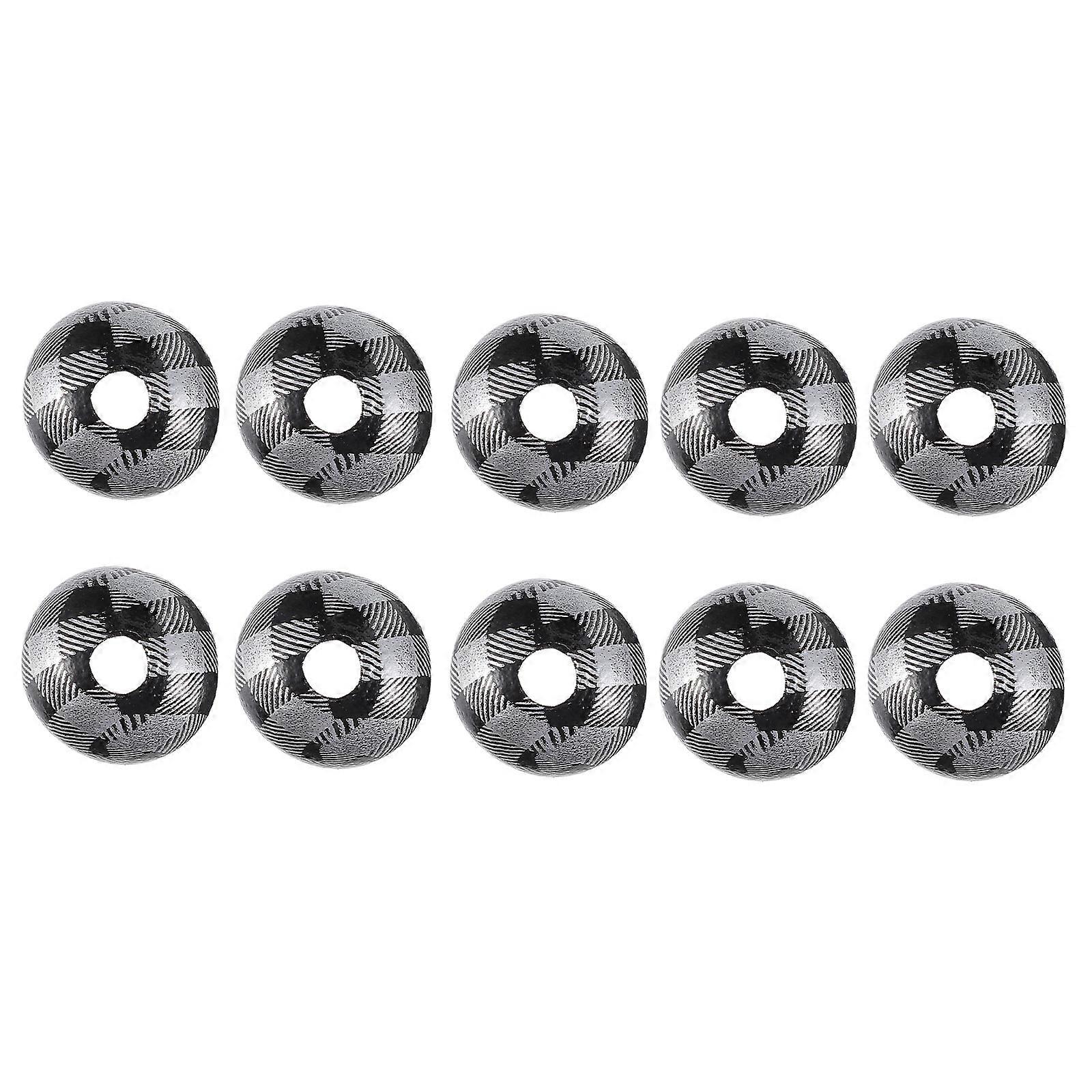 Wood Loose Beads Classic Plaid Pattern Round Wood Beads for DIY Jewelry Making 1.6X1.6cm 20Pack