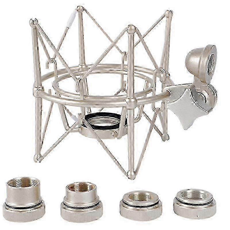 Adjustable Microphone Shock Mount for Enhanced Recording, Metal Bracket Pod Stand Compatible with Various Microphones