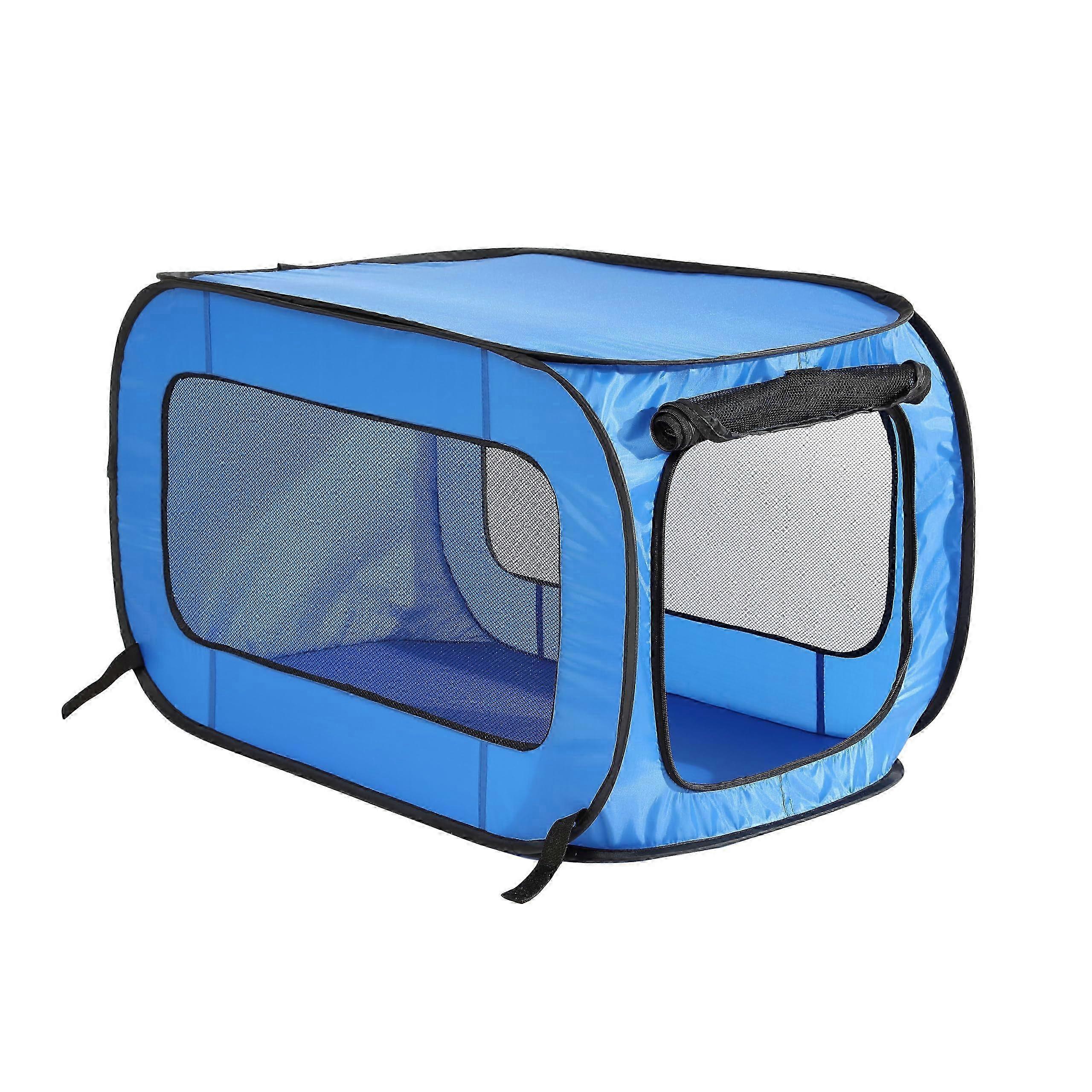 Portable and Expandable Travel Crate for Cats and Dogs, Dimensions: 32.5' Length x 19.5' Width x 19.5' Height, Blue Color Design