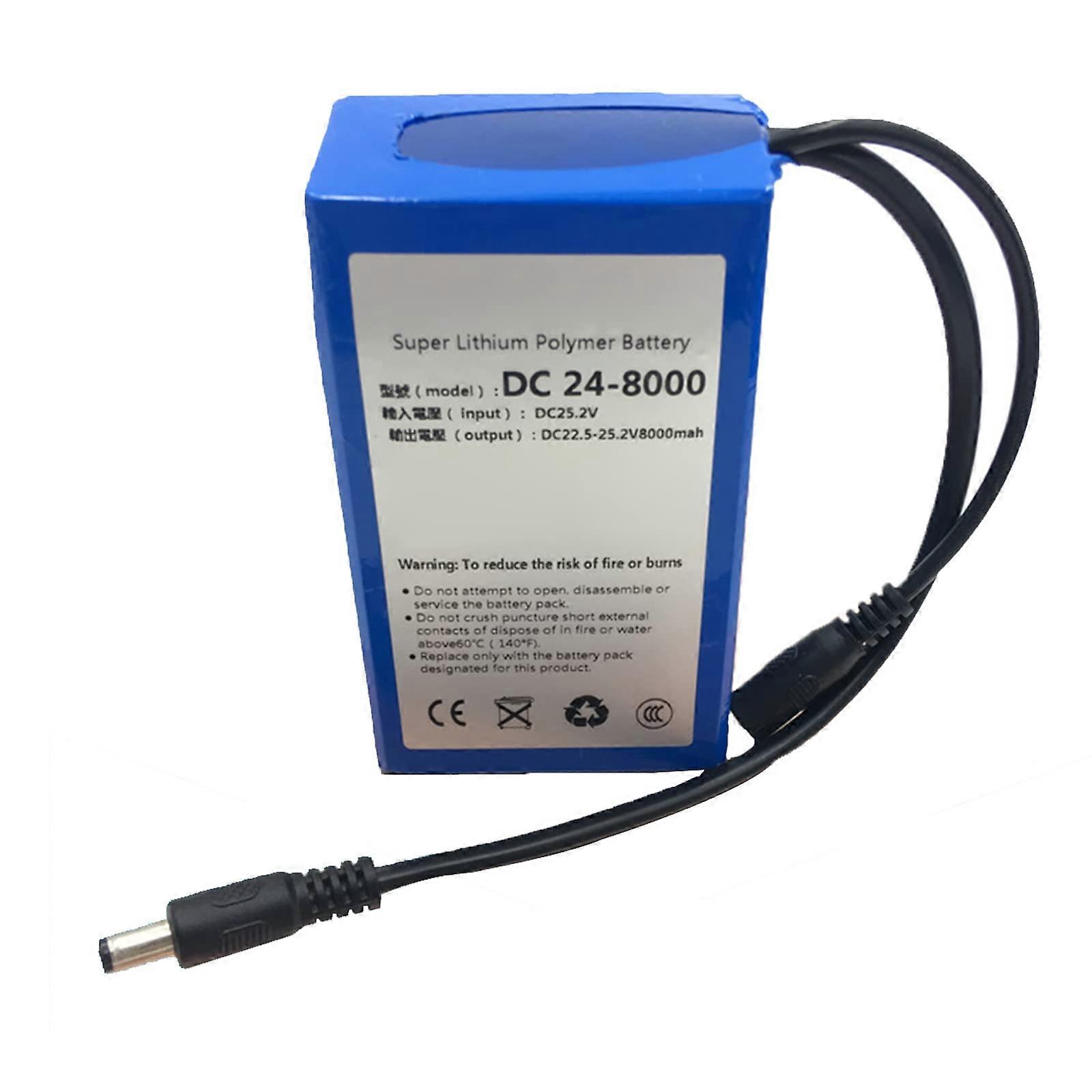 DC 24V 8000mAh Lithium Ion Rechargeable Lithium Polymer Battery for CCTV Audio Outdoor Lighting LED Strip Power Tools with Charger
