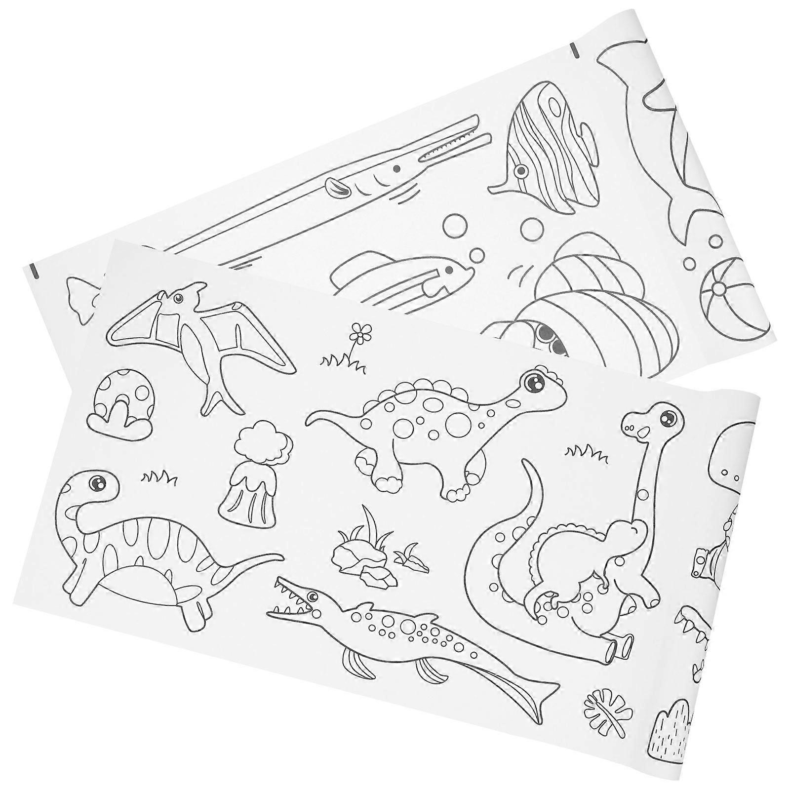 Kids Drawing Roll Paper Develops Creative Thinking Home Use Assorted Color 300cm x 30cm x 0.1cm 2Pcs