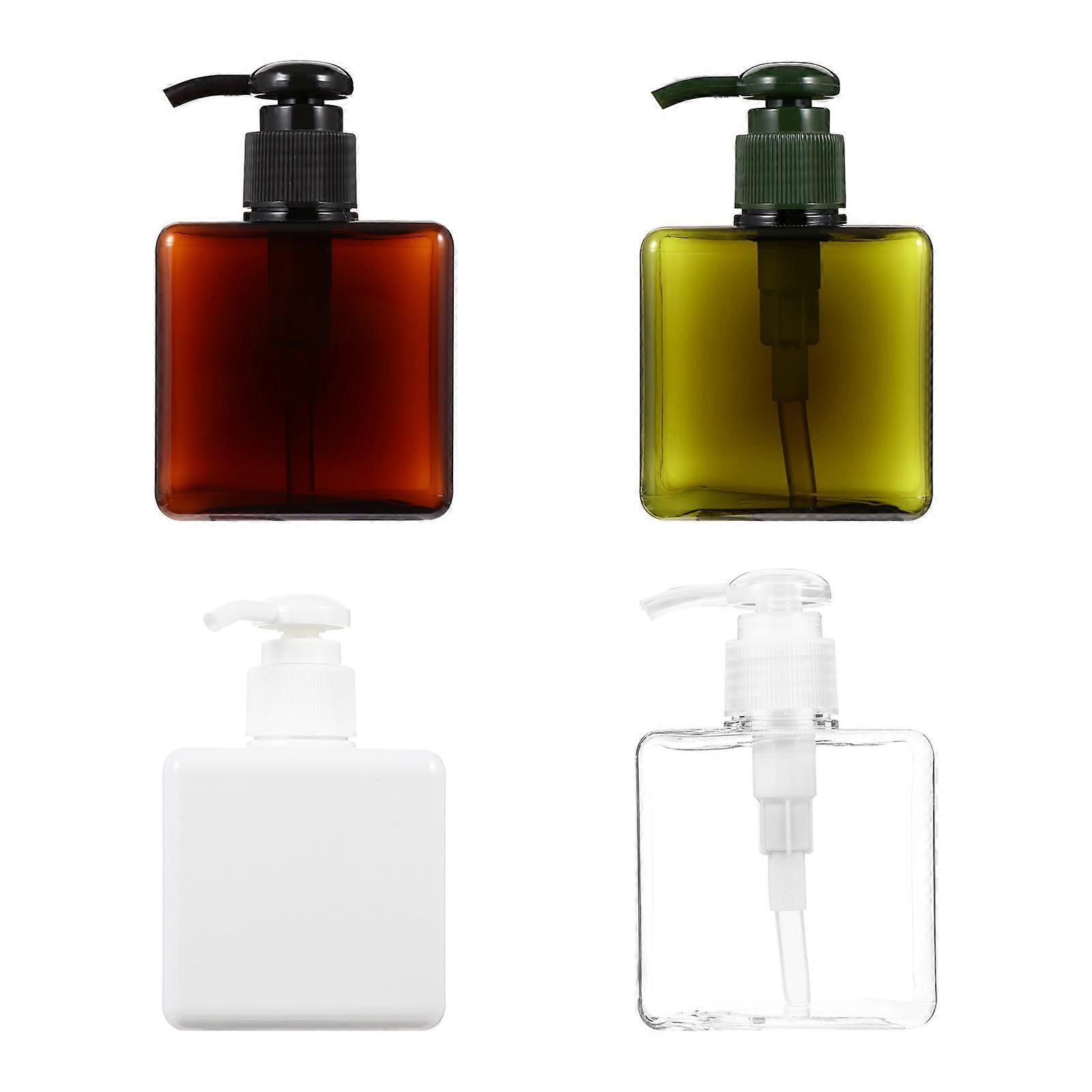 Small Plastic Bottles 4Pcs 250ml Durable Lotion Pump Dispenser Containers Square Press Pump Design