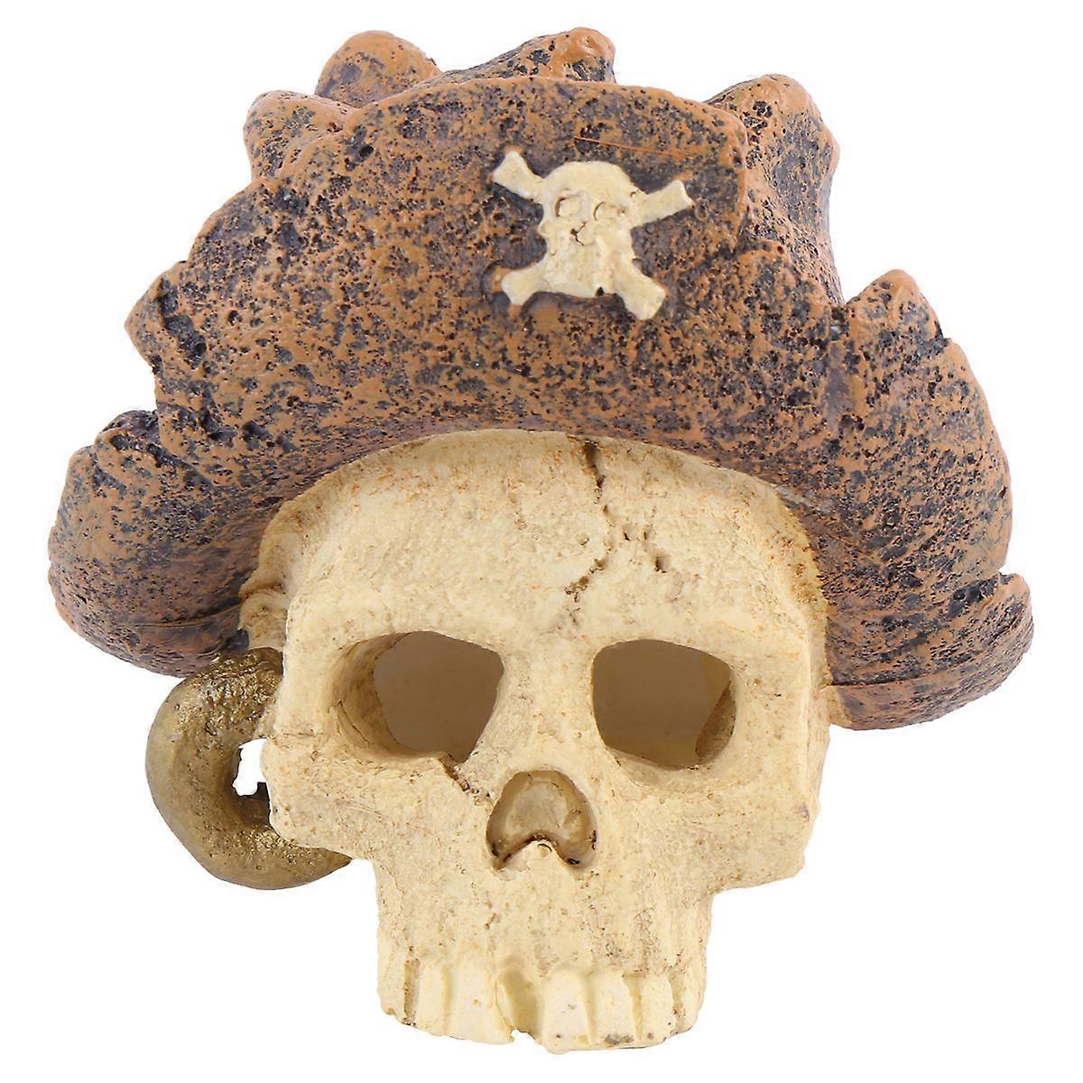 Mini Resin Statue Skull Decor for Reptile Tank Fish Tank Decoration Halloween Atmosphere 8.5x7.5x7.5cm 1Pack