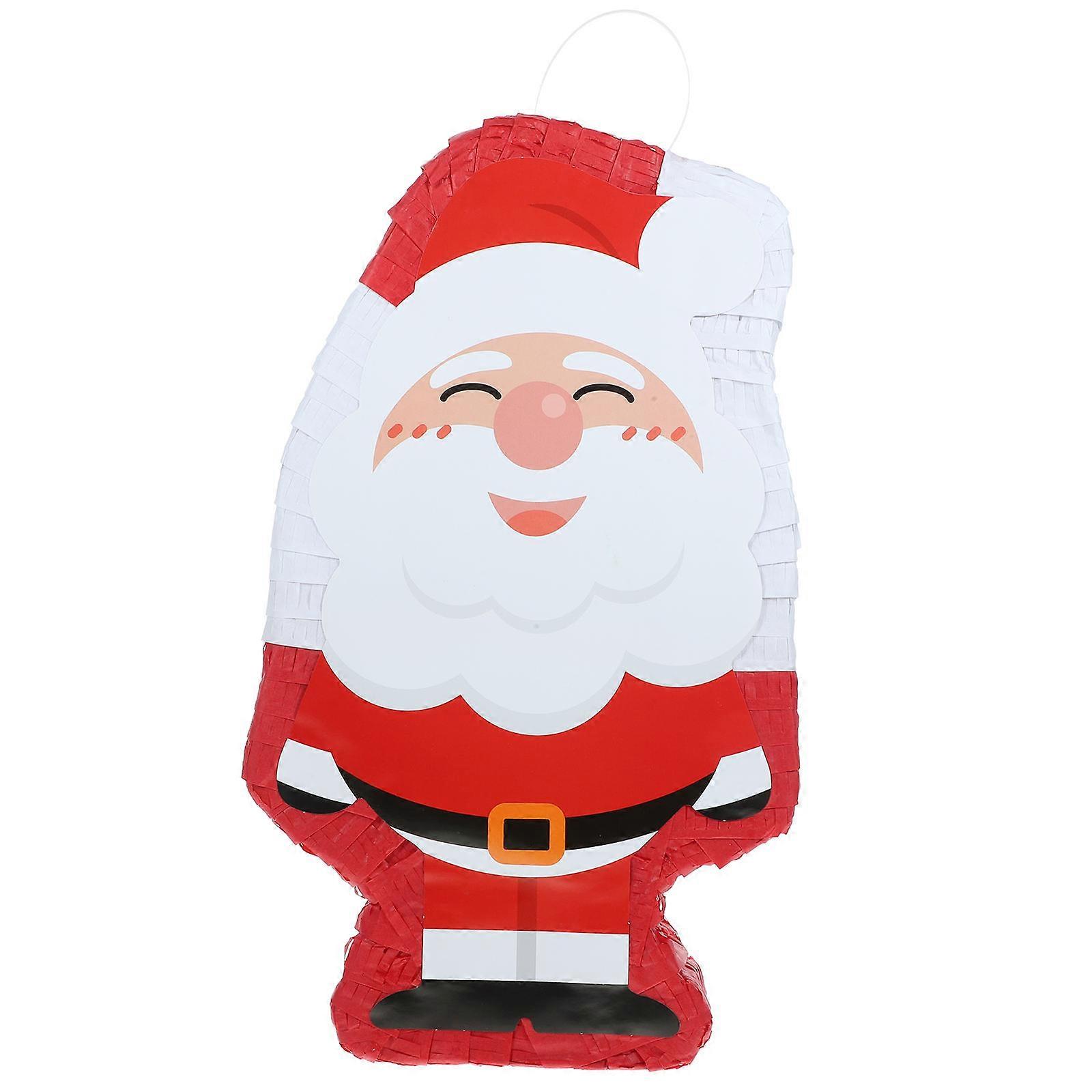 Holiday Photo Prop Santa Clause Shaped Pinata Party Decoration Christmas Party Red 40x24x7cm Paper Candy Container 1Pack