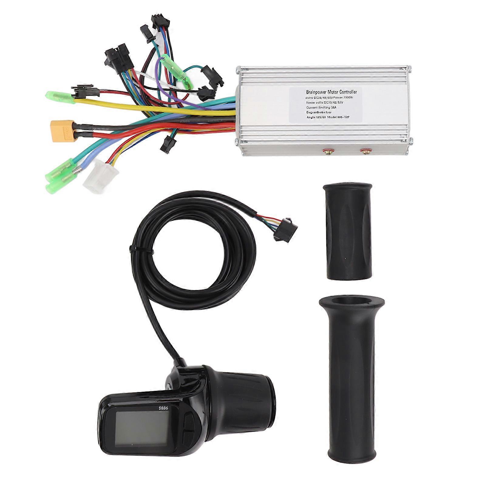 Half Twist Throttle Kit with Display Panel Grip 3 Mode Brushless Controller 36V 48V 60V 1000W 38A Bike Controller Conversion Kit for Replacement