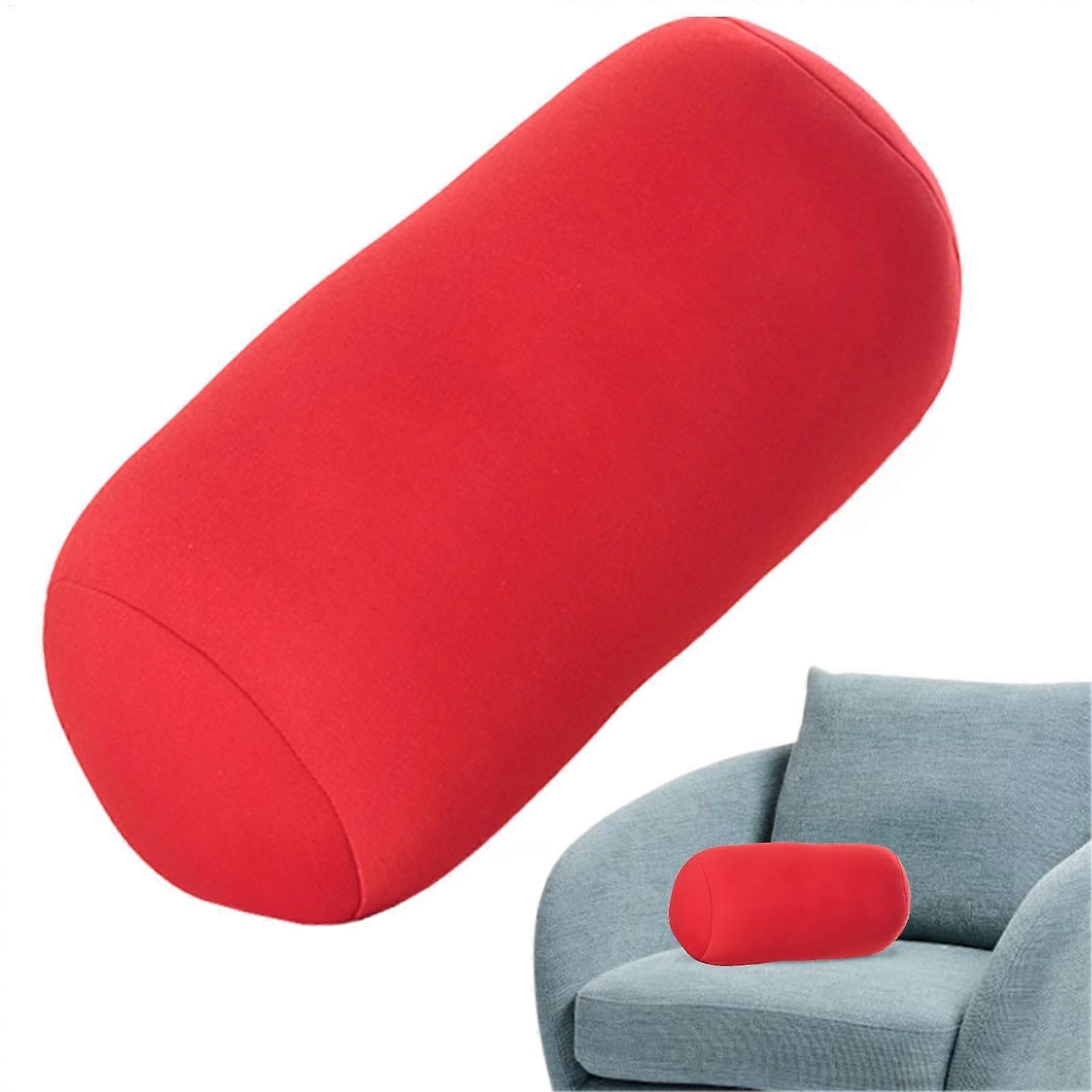 Tubular Microbead Neck Pillow for Back Comfort, Round Neck Support Pillow in Red, Comfortable and Versatile