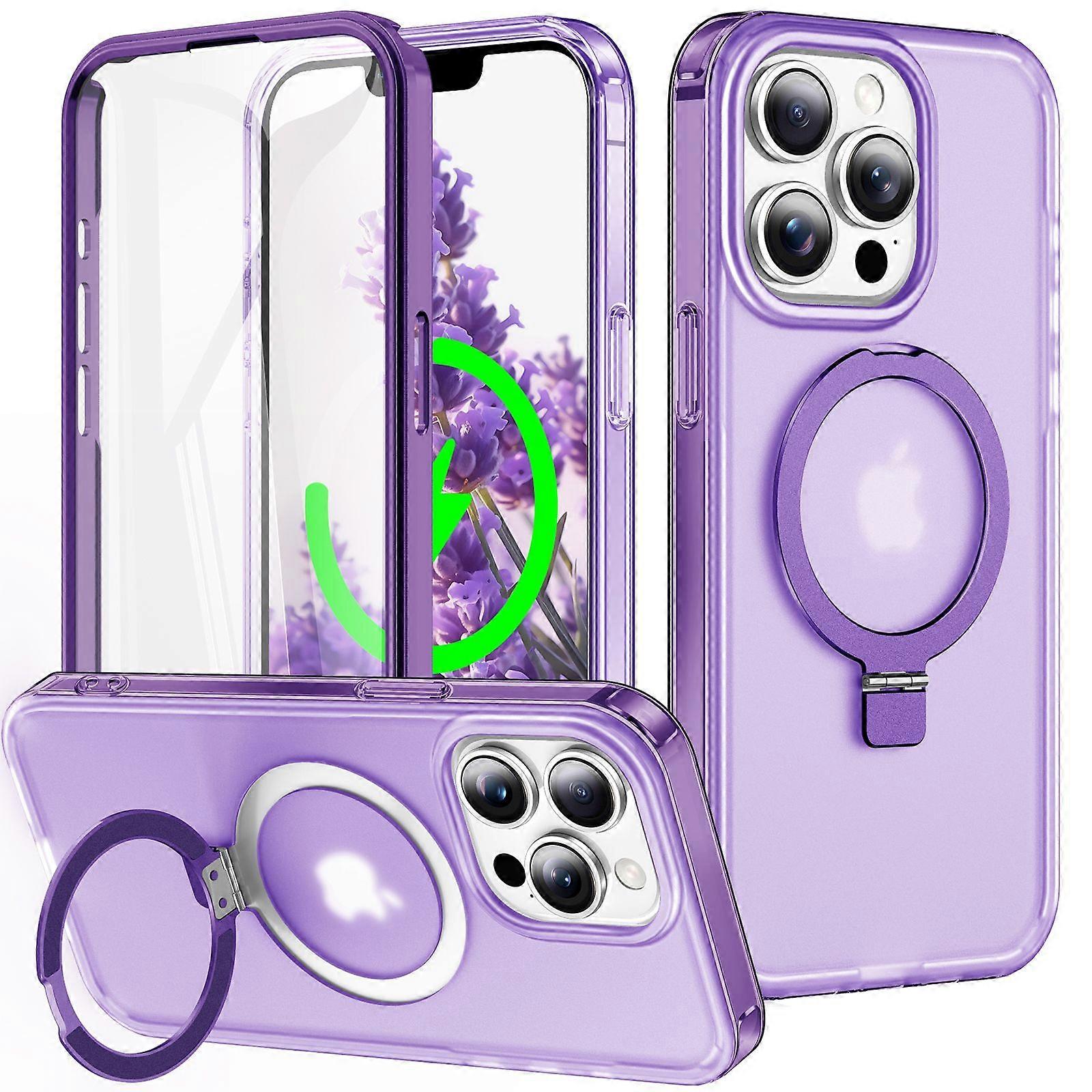 iPhone 13 Pro Case with Magnetic Invisible Stand,Compatible with MagSafe-Purple