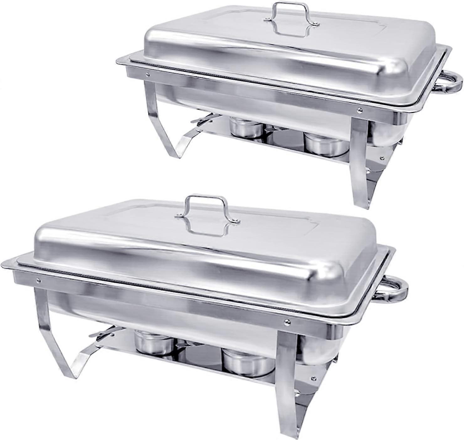 Chafing Dish Set 2x Stainless Steel Warming Containers Includes 1/1 GN Container For Catering Buffet Party