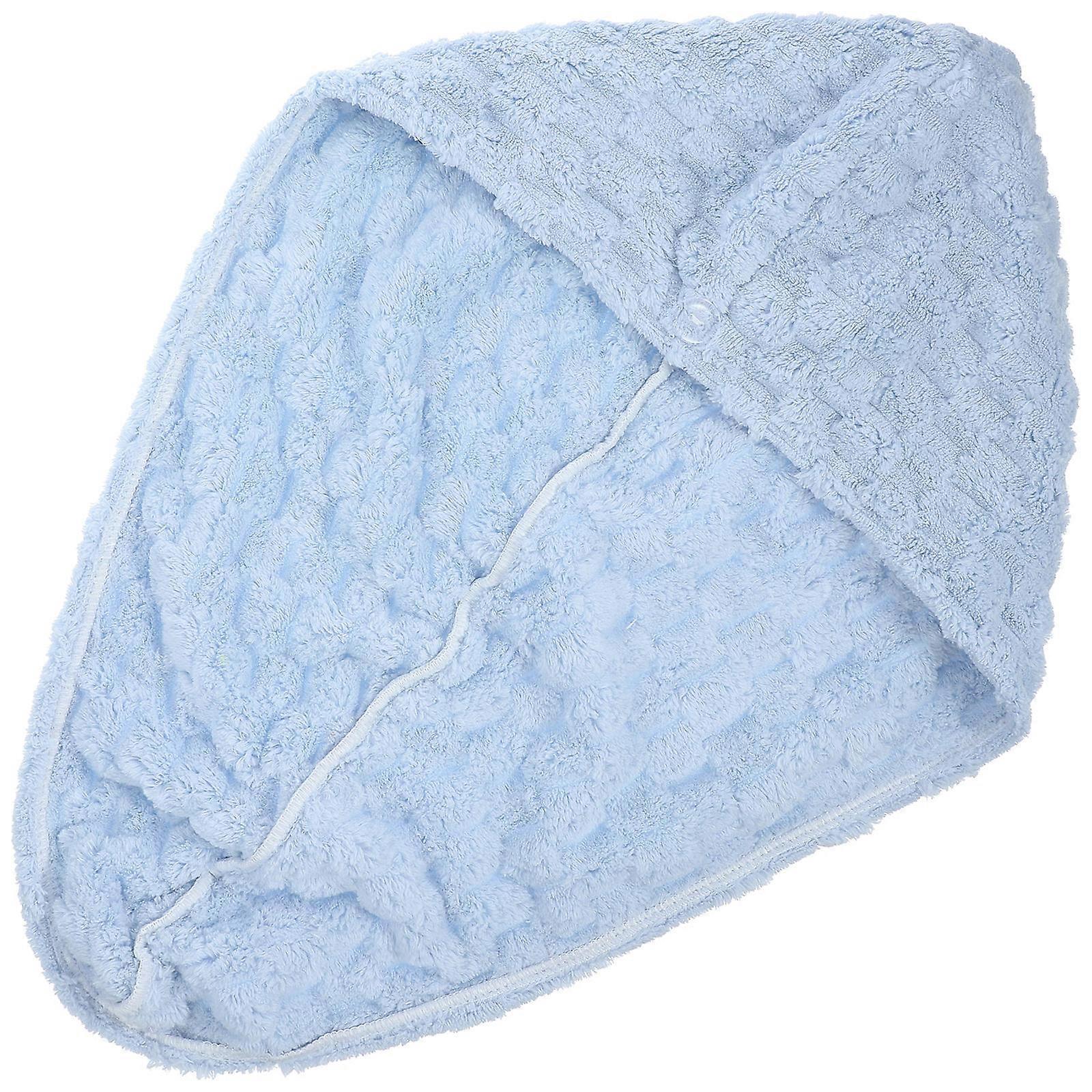 Hair Drying Hat Towel Wrap Quick-drying No Shedding Coralline Velvet Blue 62.50X25.00X2.00CM 1Pack