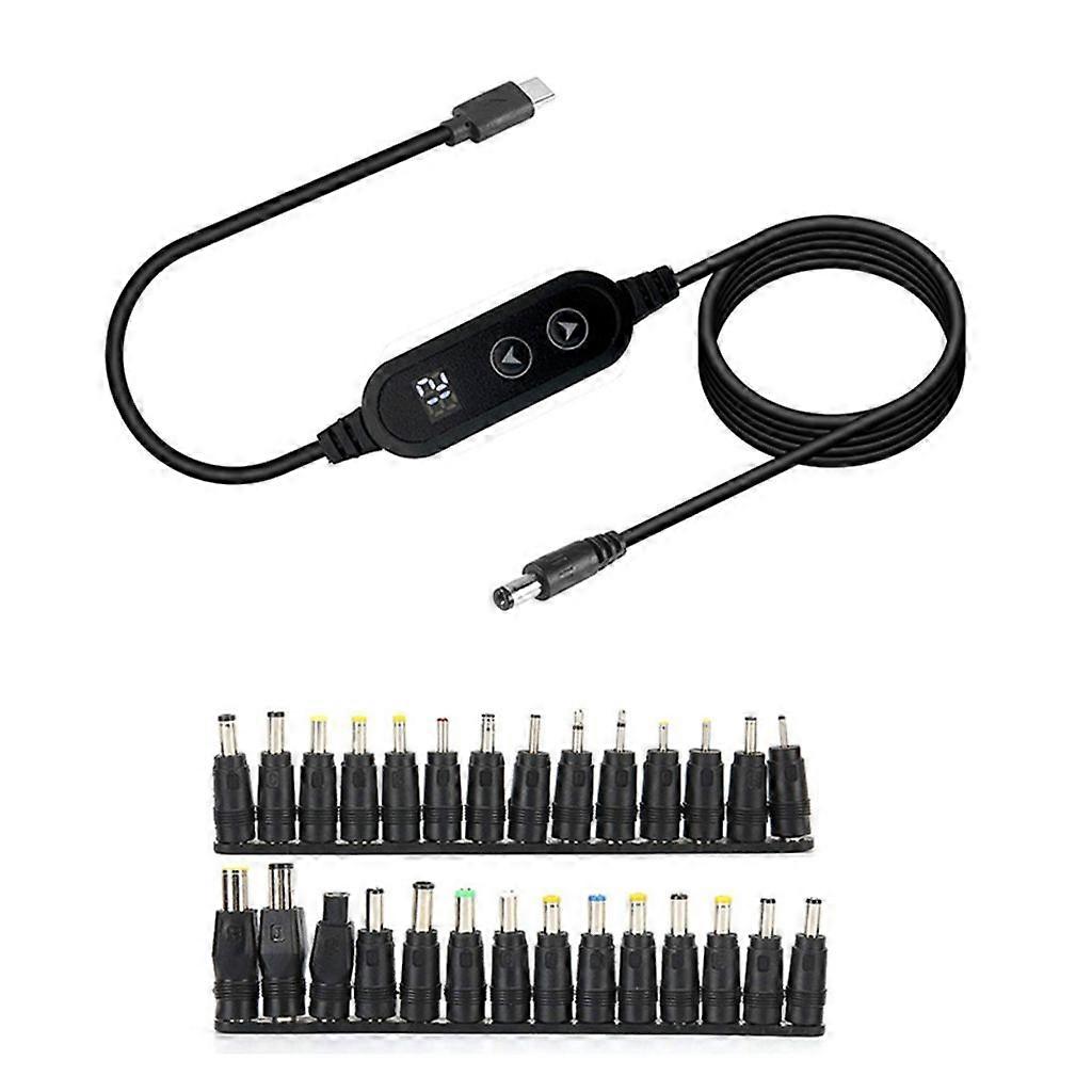 Type C to DC5525 5.5X2.5MM Power Cable 3.9ft 28 Interchangeable Tips PD5V-20V