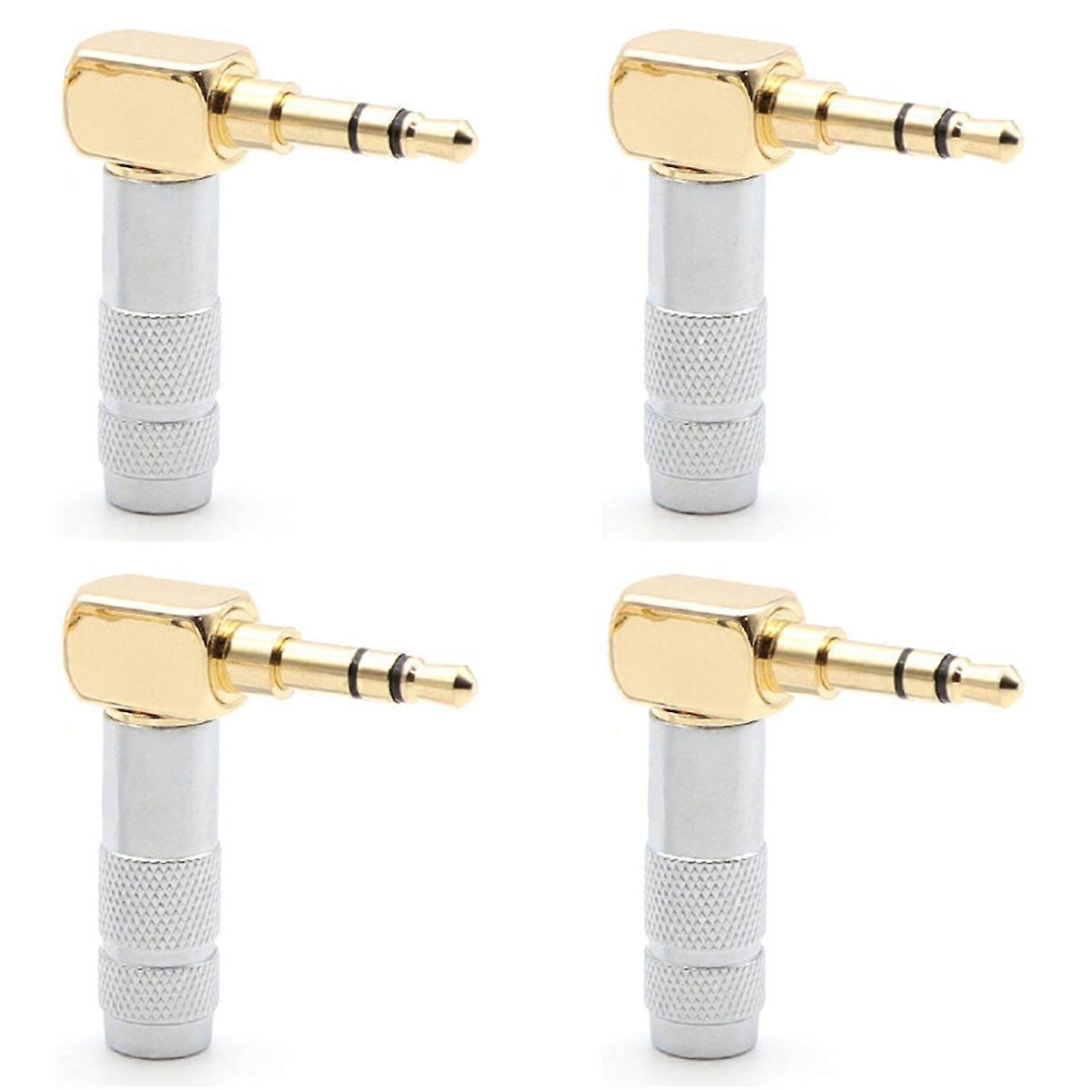 3.5mm L Shape Jack Gold Plated 90 Degree Angle Audio Plug Silver
