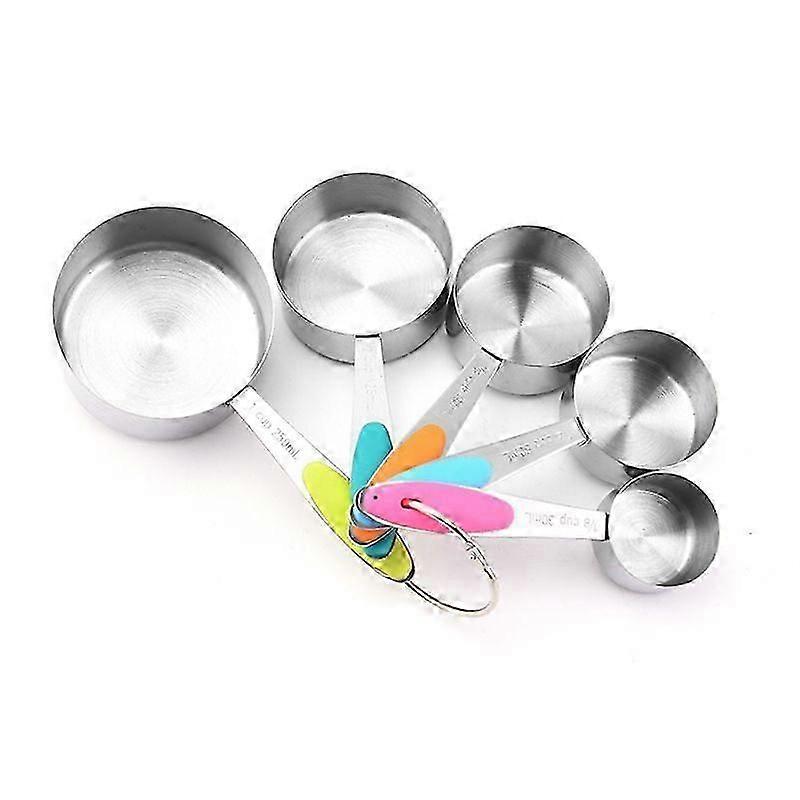 5 Piece Baking Tool Cup Measuring Spoon Set with Silicone Insulation Pad