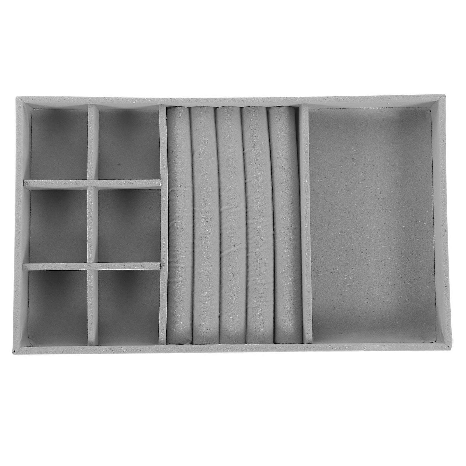Multifunctional Jewelry Display Tray Grey Desktop Organizer for Rings Necklaces Bracelets Elegant Decorative Storage Durable Scratch Resistant